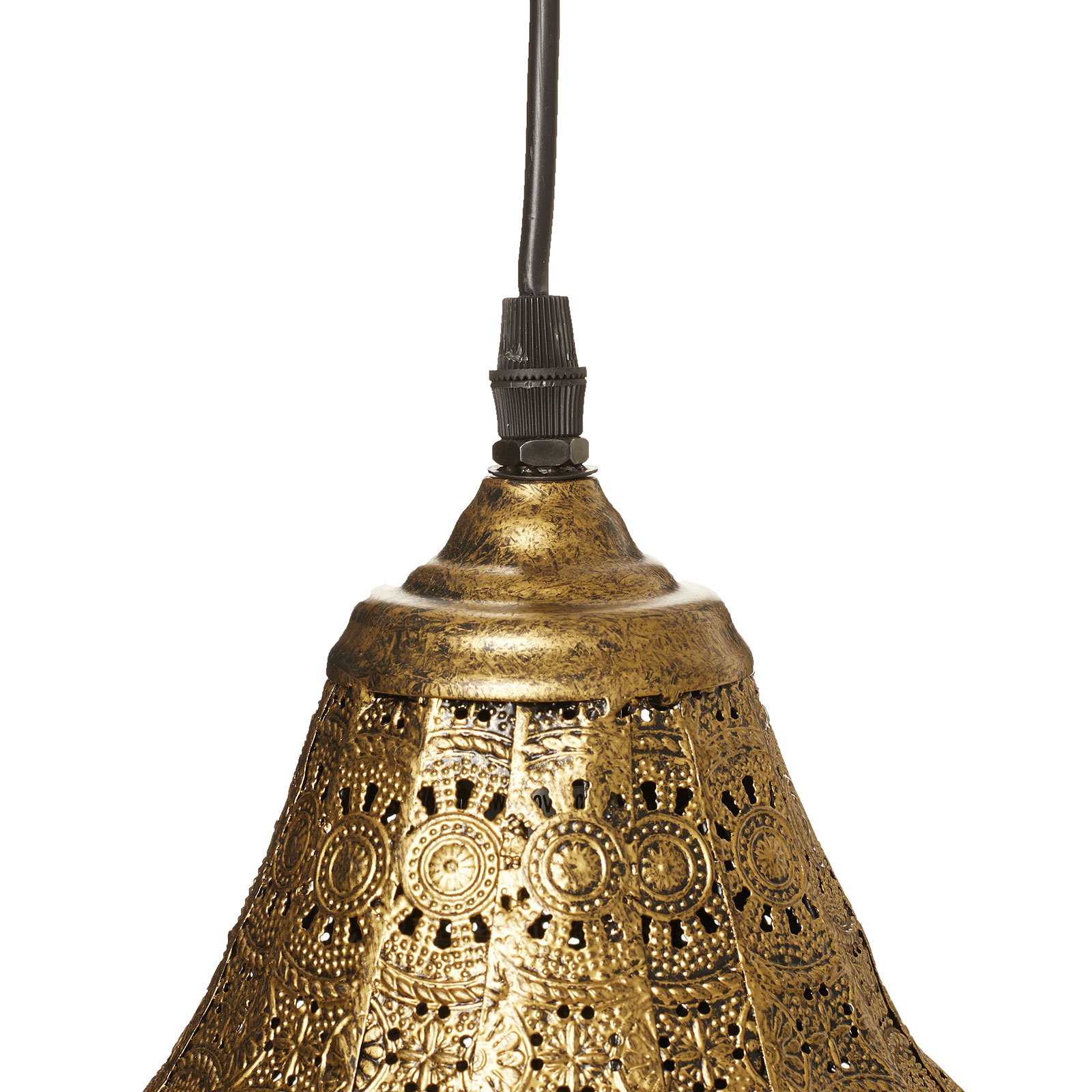 Orientálna závesná lampa Jasmin starožitná mosadz