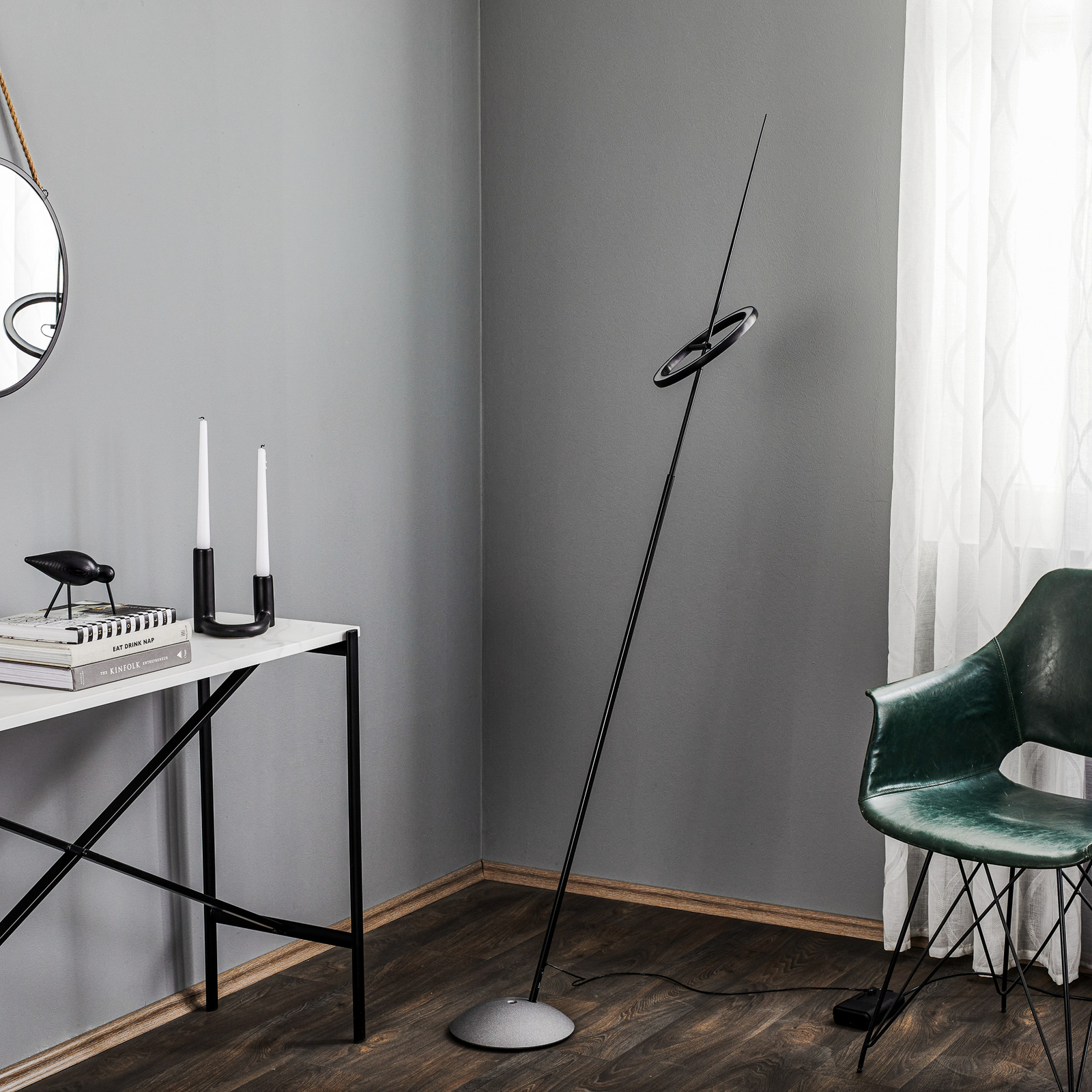 LED designer floor lamp Ringelpiez - black ring