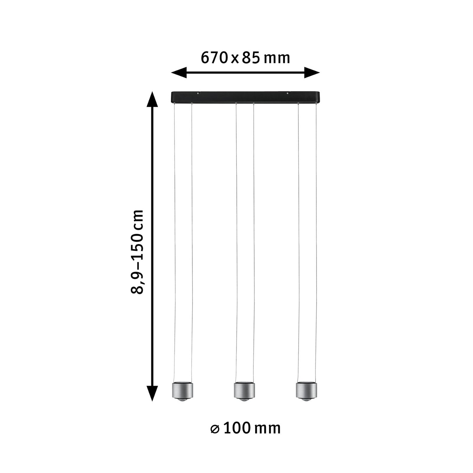 Suspension LED Paulmann Aldan, aluminium, à intensité variable, à 3 lampes. Suspension LED Paulmann Aldan, aluminium, à intensité variable, à 3 lampes.