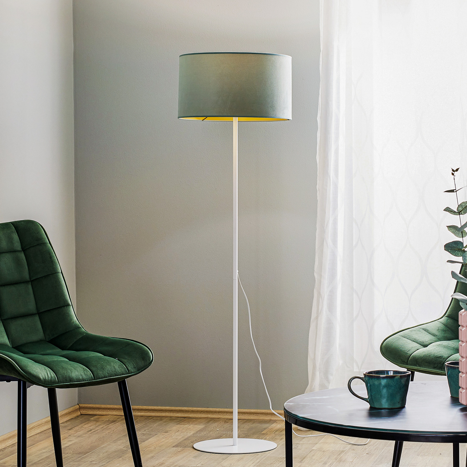 Lampa podłogowa Golden Roller miętowa zieleń/złota
