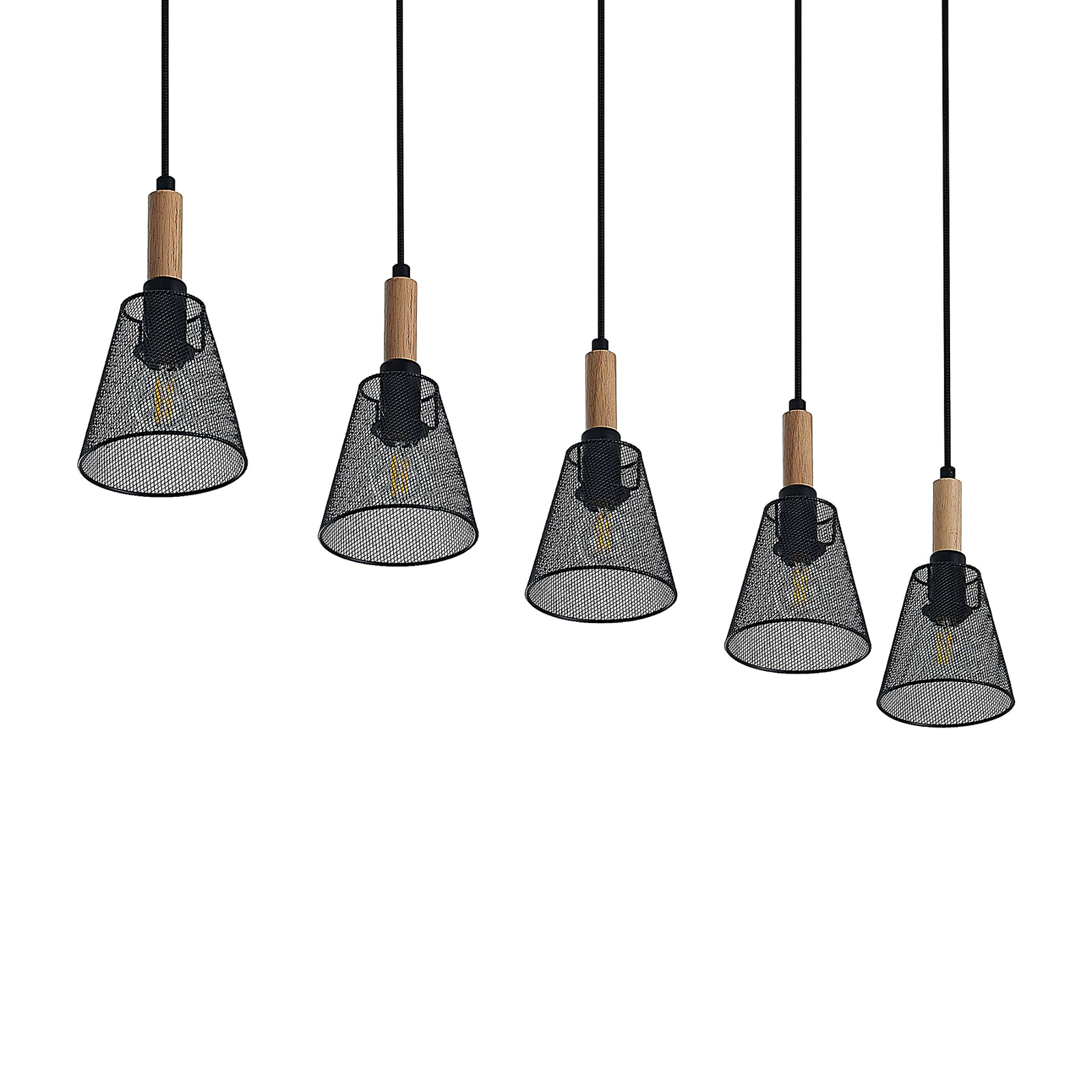 Lindby Layne hanglamp, korfkappen, 5-lamps
