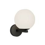 Lucande wall light Bidolo, black, glass, Ø 12 cm, IP44