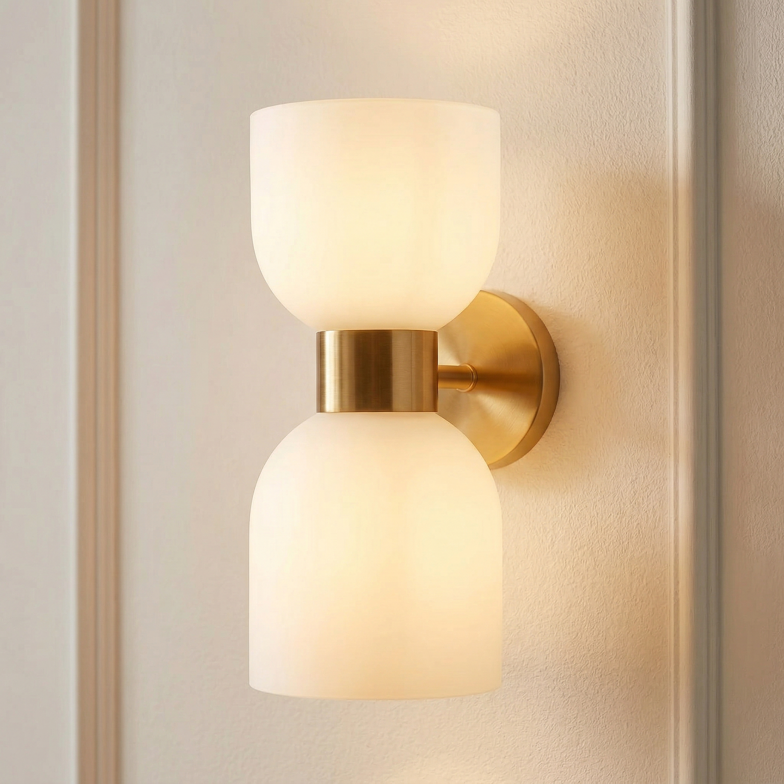 Atmiņas sienas lampa, stikls, bronzas/balta, 2 gaismas