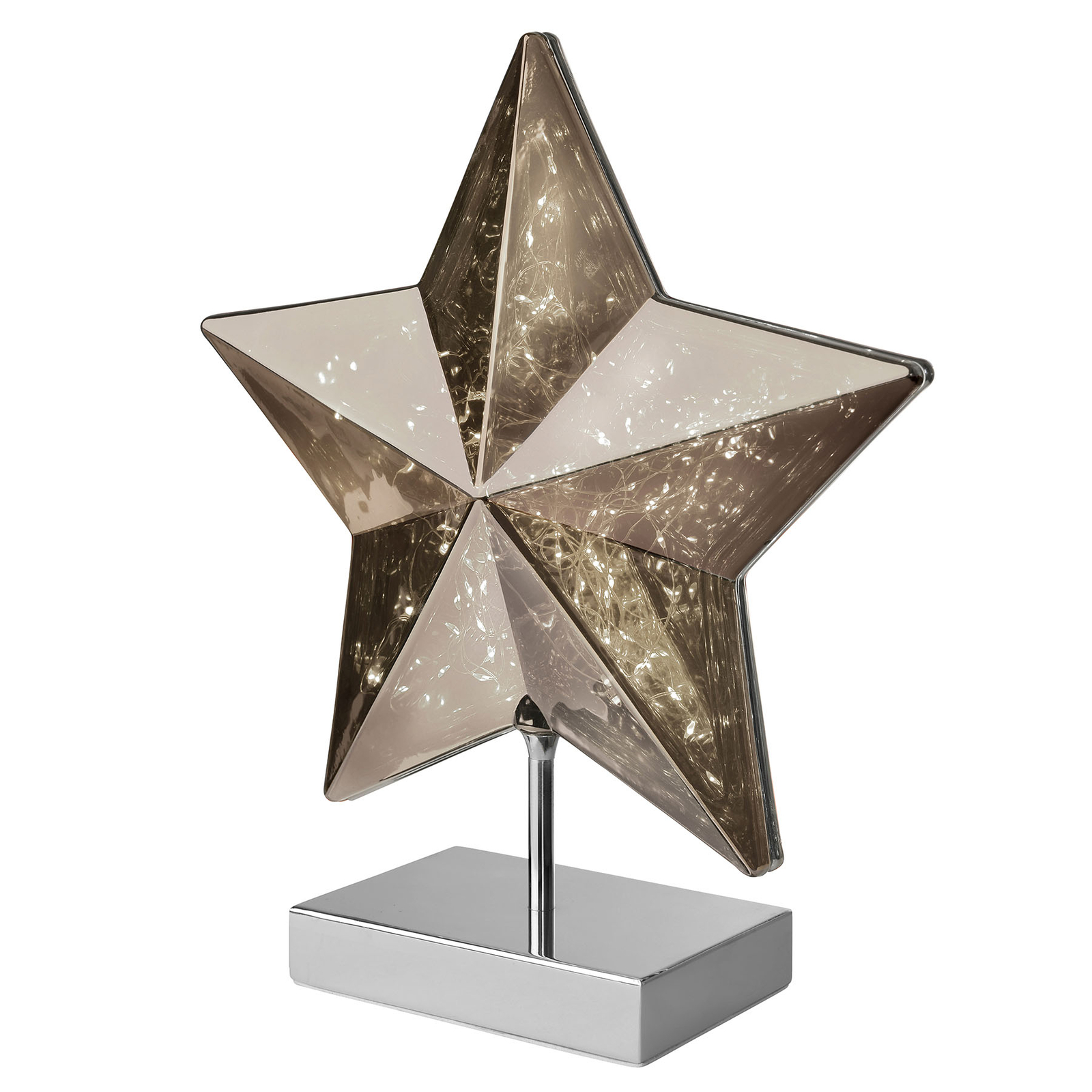 Sompex Stolní lampa Stella tvar hvězdy 34 cm, kouřová
