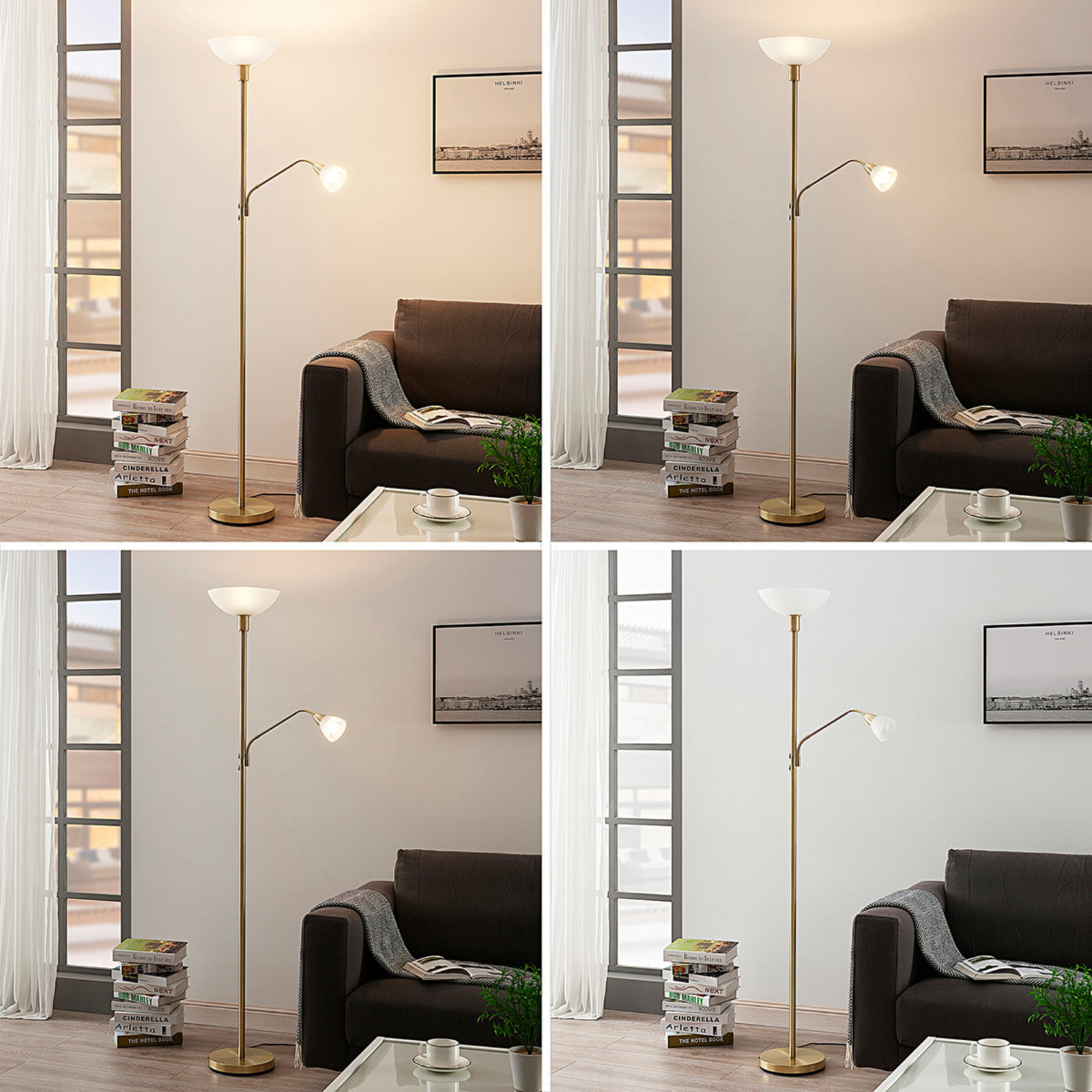 Jost Vloerlamp Brass/White - Lindby