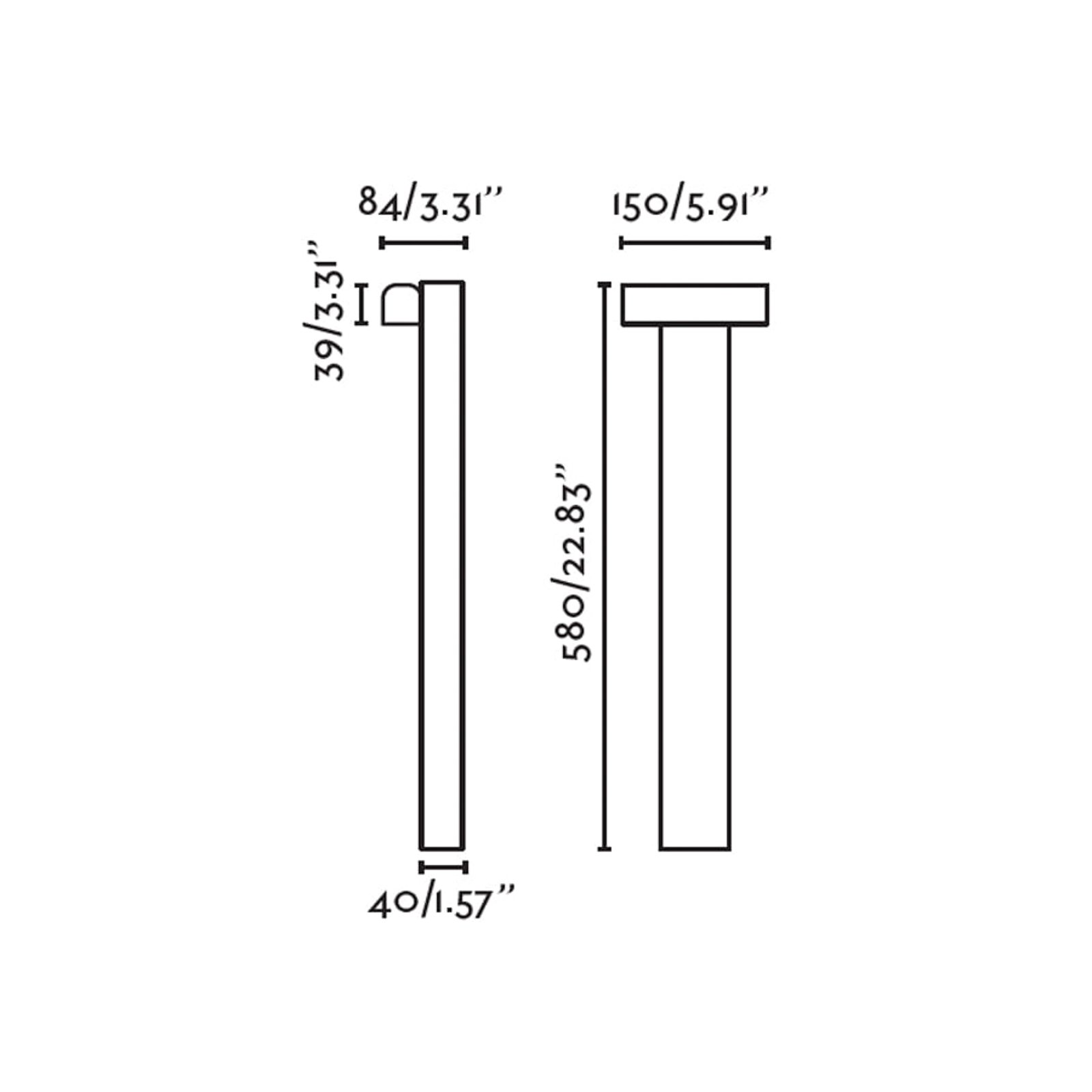 Balic LED sokkellamp, zwart, aluminium, hoogte 58 cm