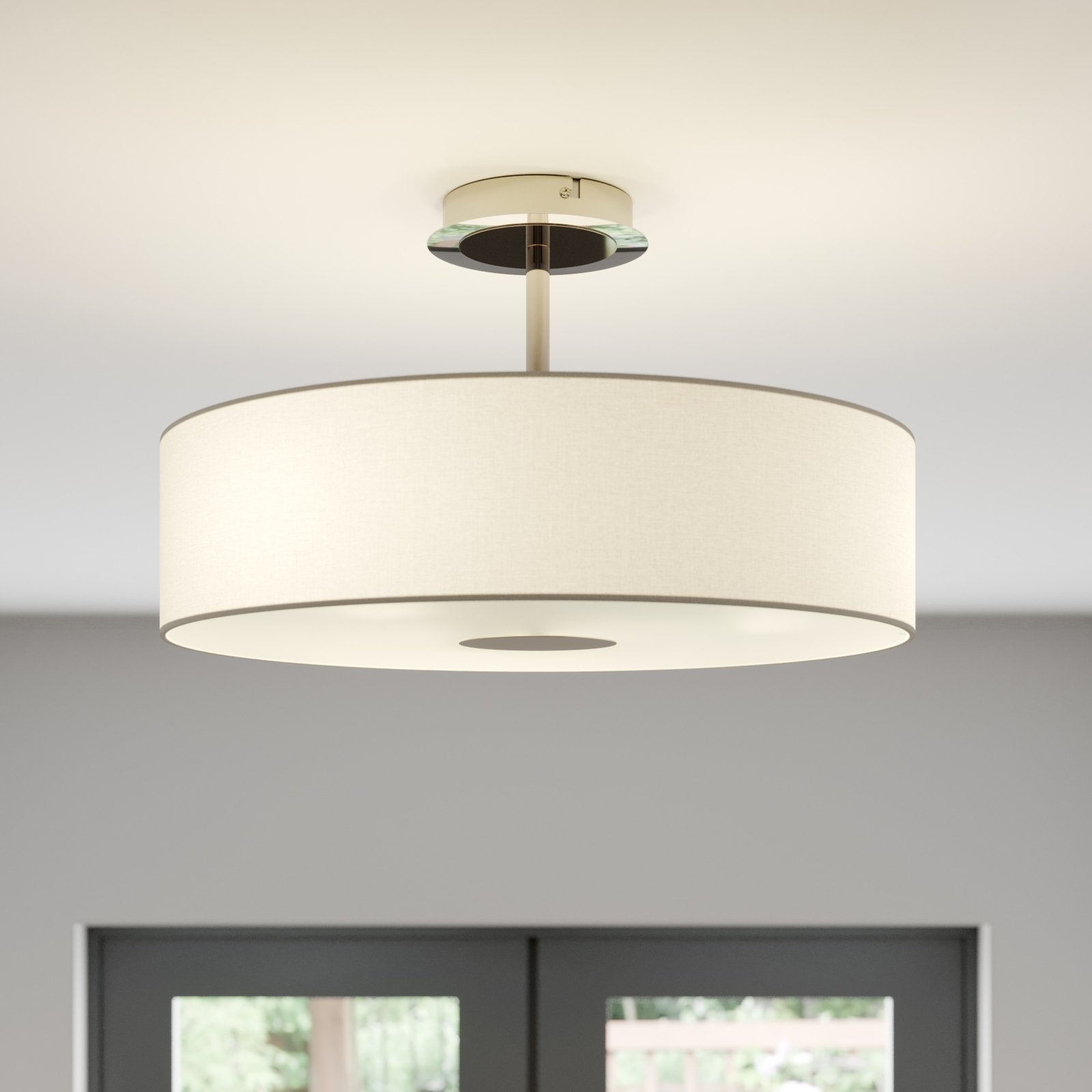 Timeless ceiling light Josia made of white fabric