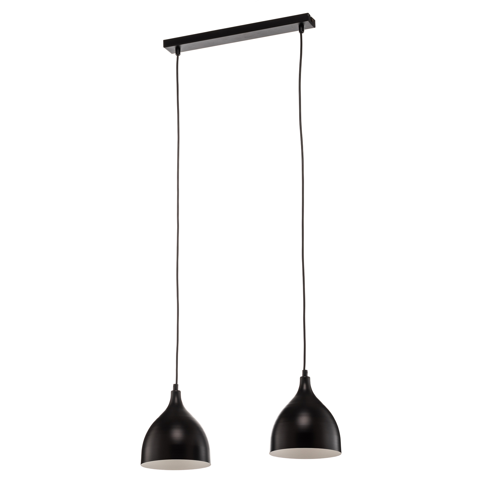 Luminária pendente Nanu em metal, preto, duas luzes