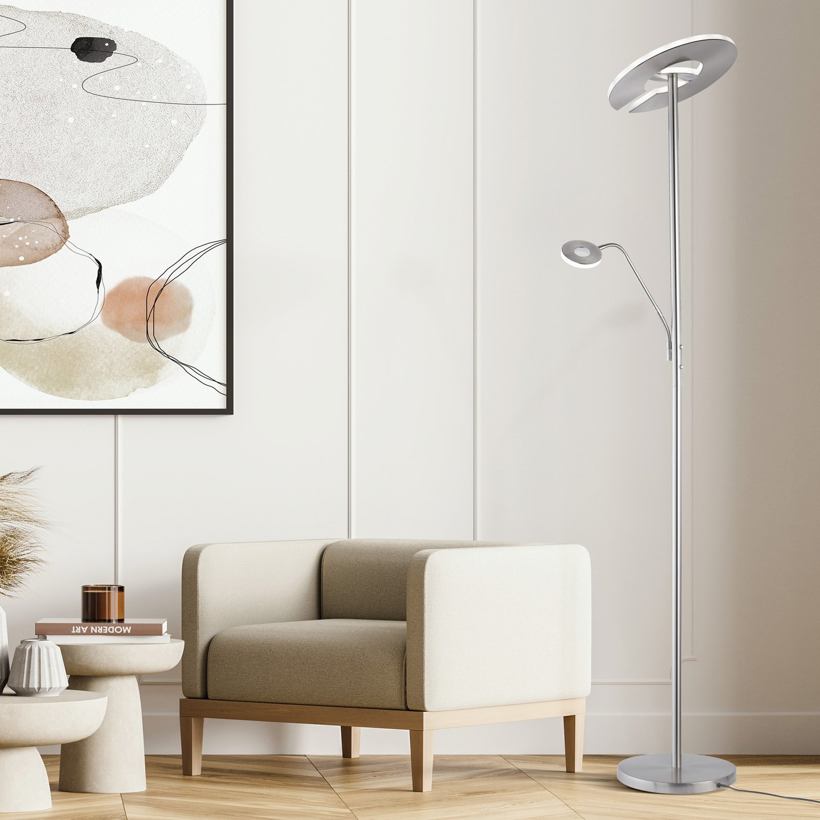 LED floor lamp Dent 180 cm, metal CCT, 2-bulb