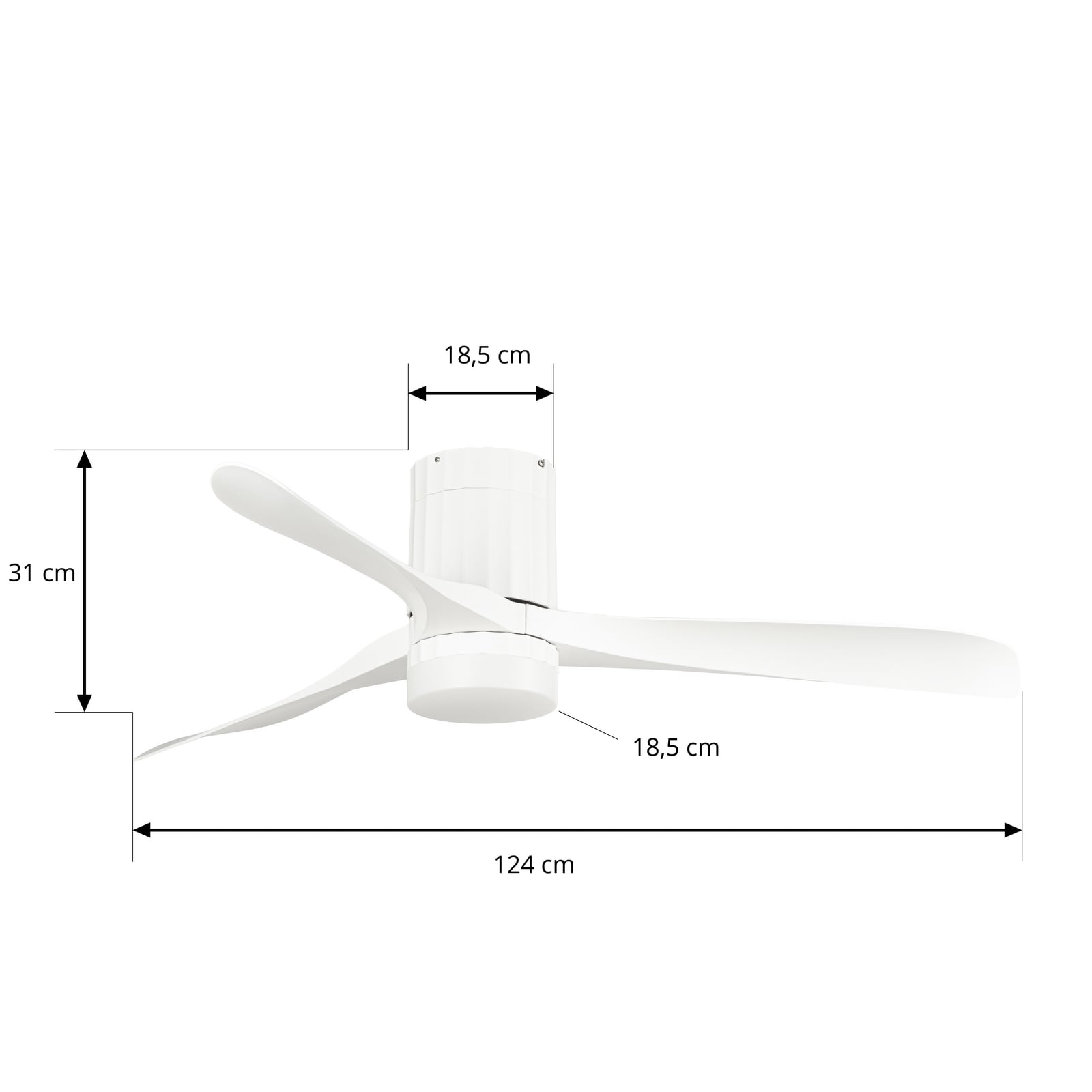 Novri LED-kattotuuletin, valkoinen, halkaisija 132 cm, CCT, hiljainen – Lucande