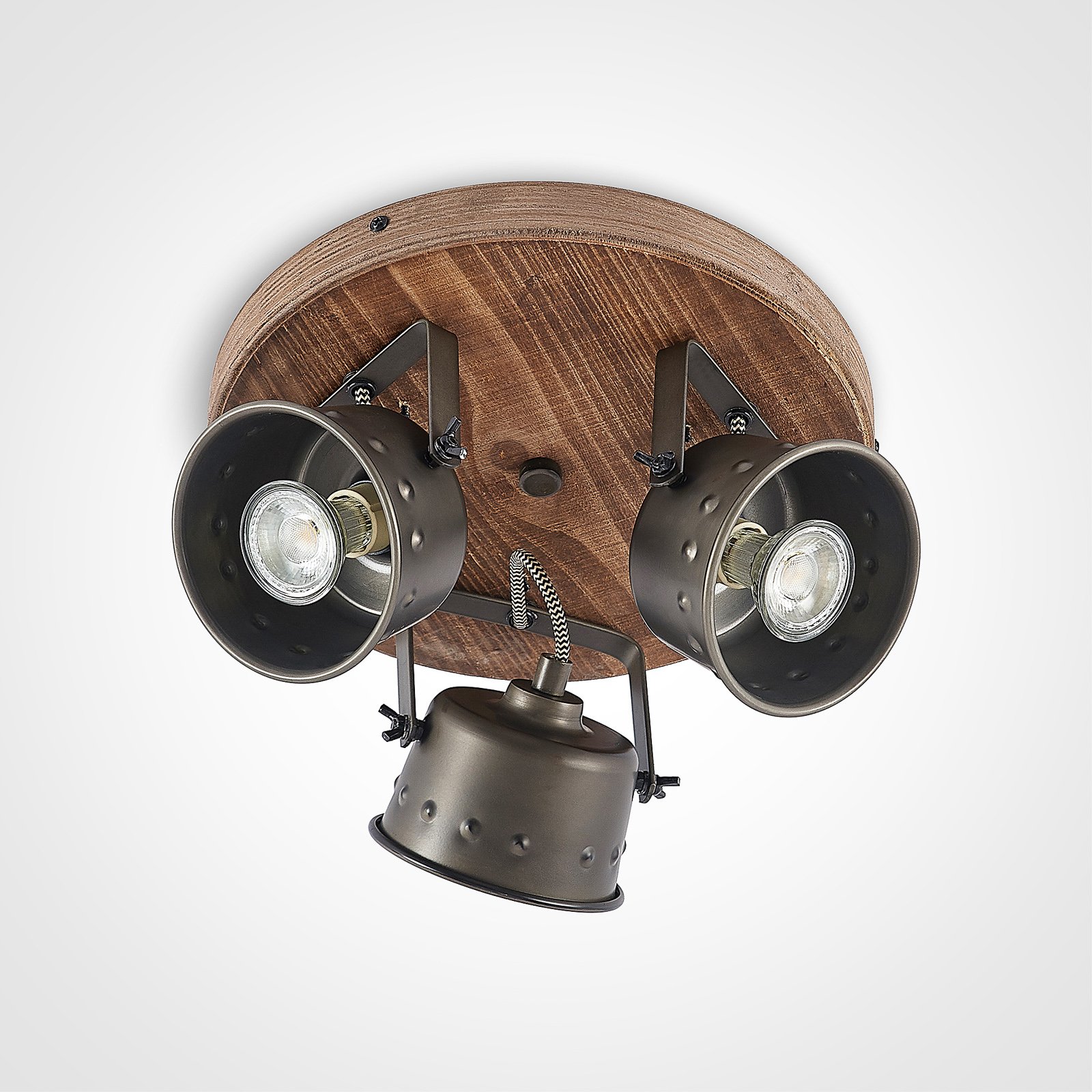 Rubinjo 3 Round PlafondWood/Black - Lindby
