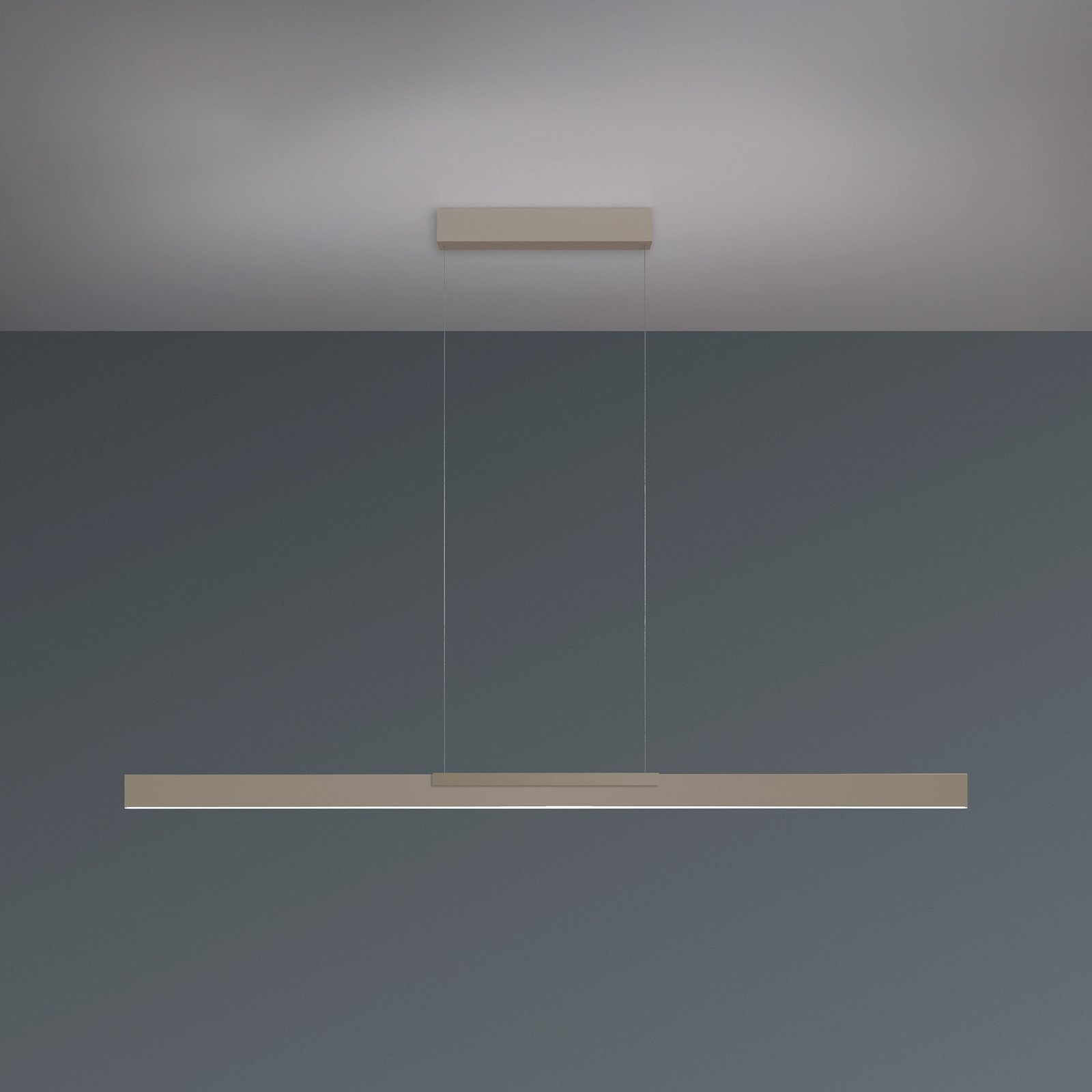 Lampada LED a sospensione Bopp Nano 2.0, lunghezza 140 cm, taupe, metallo