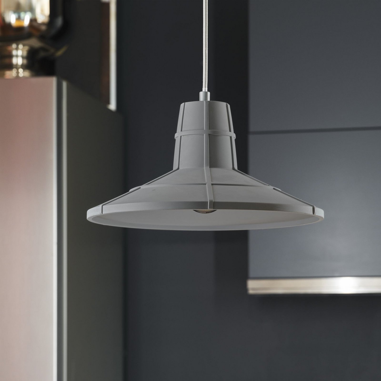 Suspension OSRAM CONCRETE SALA, grise, Ø 32 cm, béton, E27