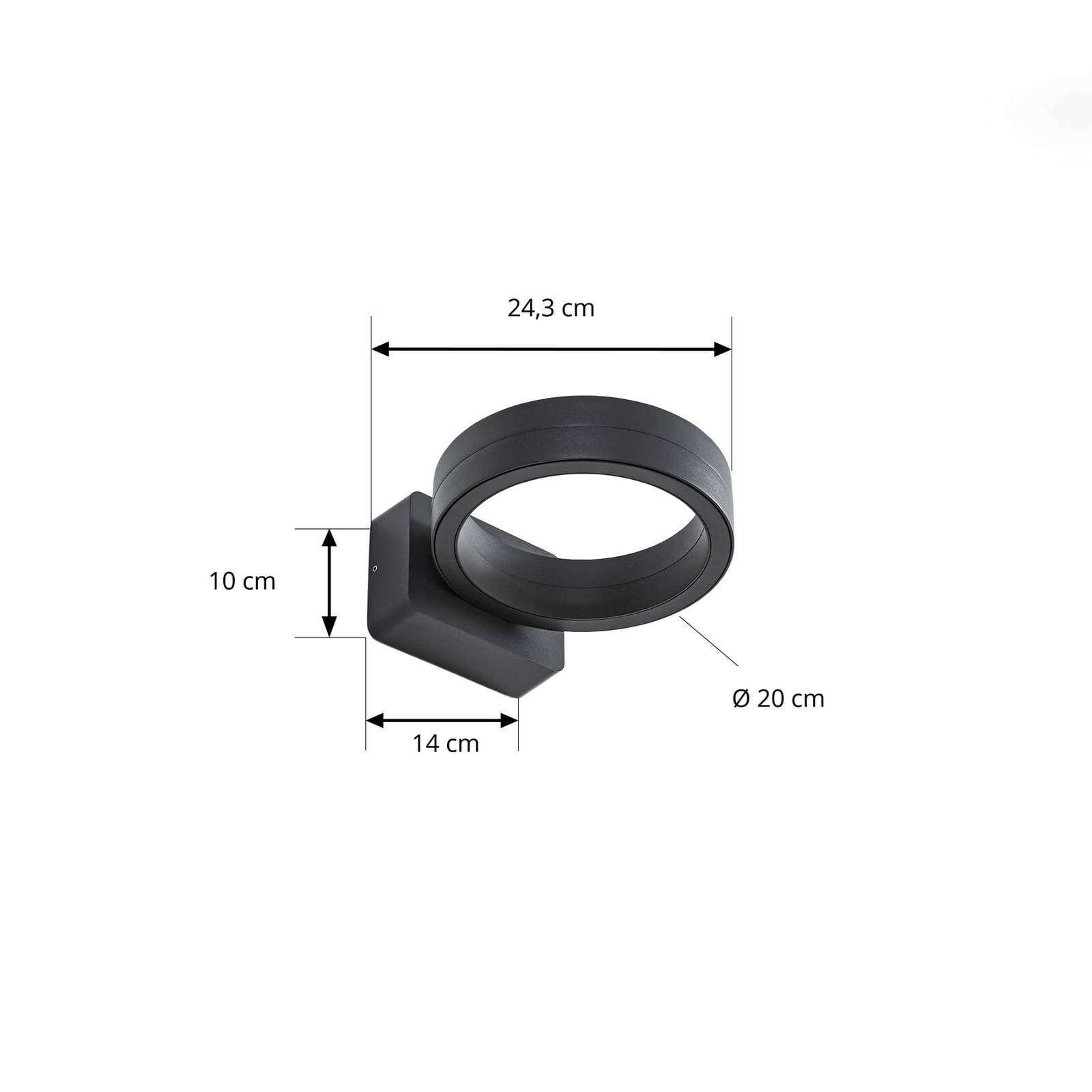 Lindby kinkiet zewnętrzny LED Selviro, antracyt, Ø 20 cm, IP65