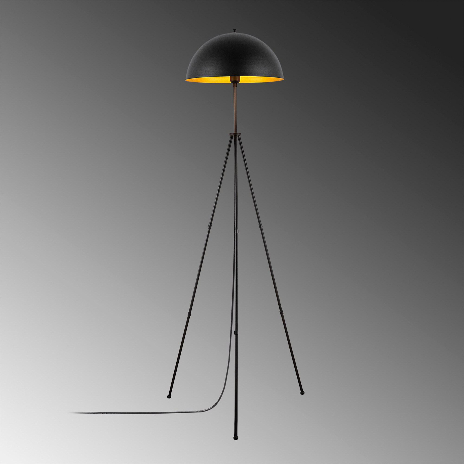 Lampada da terra Can-NT-113-1, treppiede in metallo nero, altezza 170 cm