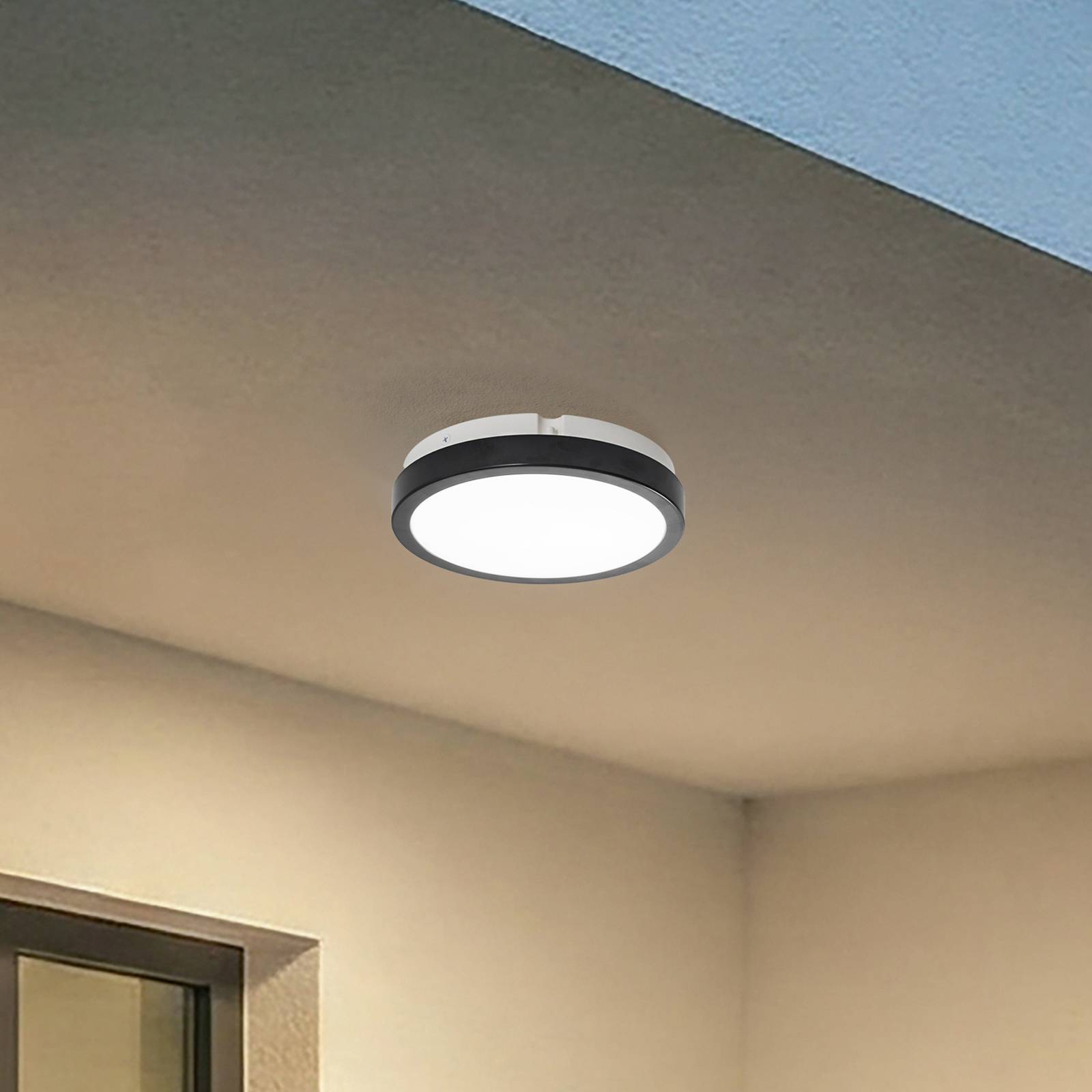 LED-Deckenleuchte Vera, schwarz, Kunststoff, Ø 22 cm, IP65 günstig online kaufen