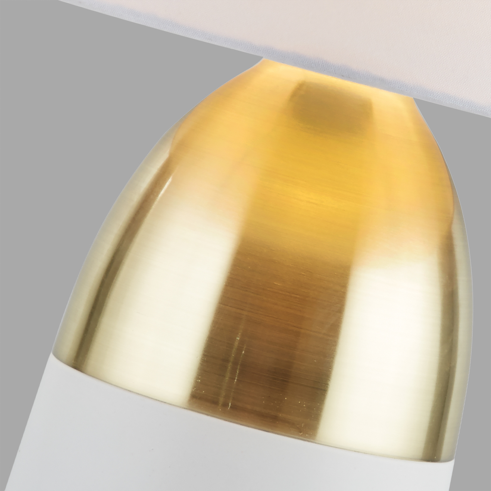 Touch table lamp, brass/white, textile, touch dimmer, 28 cm