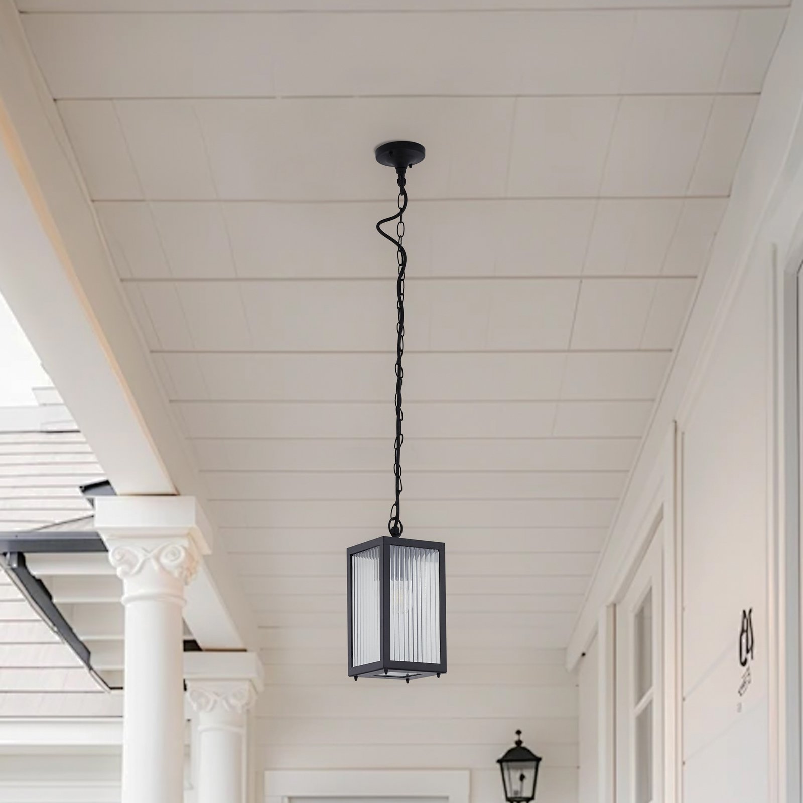 Bolgar vonkajšia závesná lampa čierna sklo kov - Lindby
