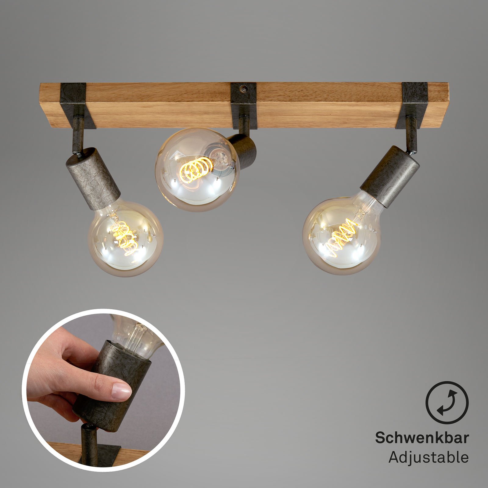 Plafonnier Wood Basic à 3 lampes