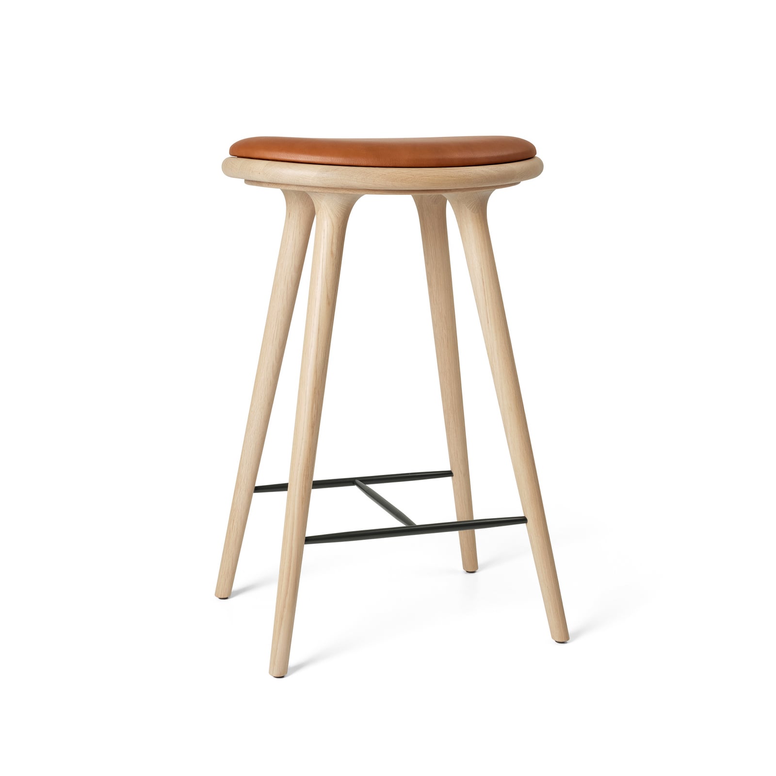 Chaise, marron clair, chêne mat/cuir, hauteur 69 cm - Mater