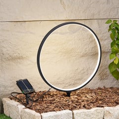 Lindby LED solární světlo na zemní hroty Syrene, 45 cm, černá, hliník