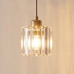 Yakops pendant light, gold-coloured, Ø 13 cm, glass/metal, E27