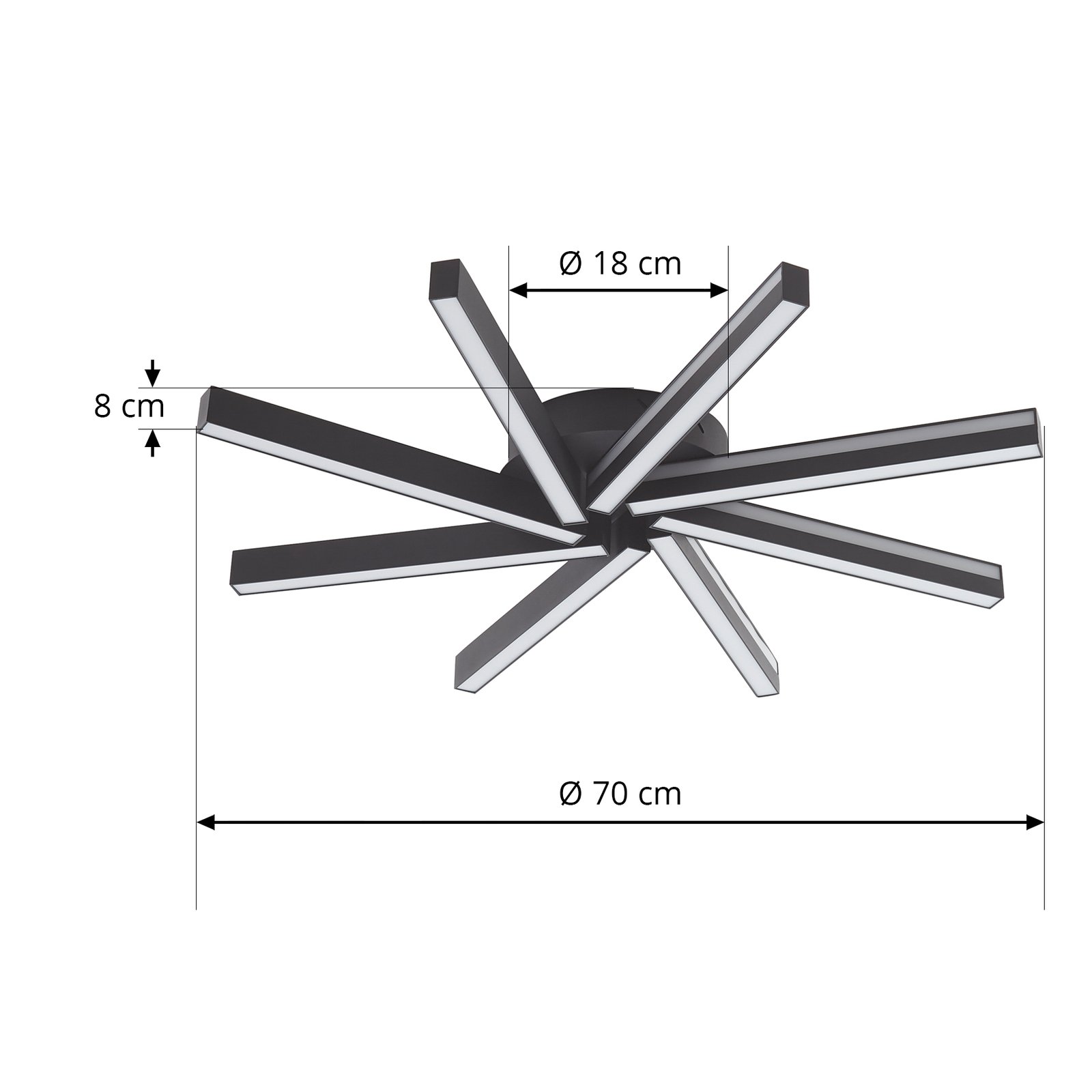 Lucande Smart LED-Deckenleuchte Tjado, Ø70 cm, schwarz, RGBW
