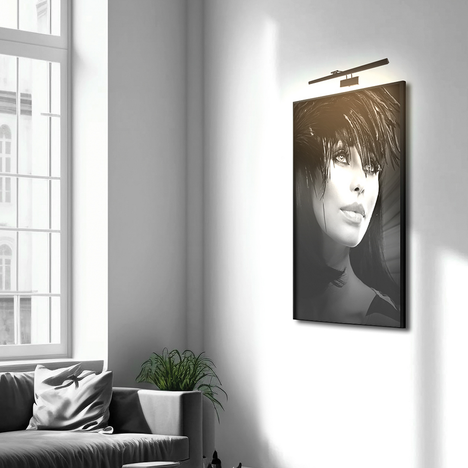 Φωτιστικό τοίχου LED Litho, μαύρο, μέταλλο, CCT, πλάτος 60 cm