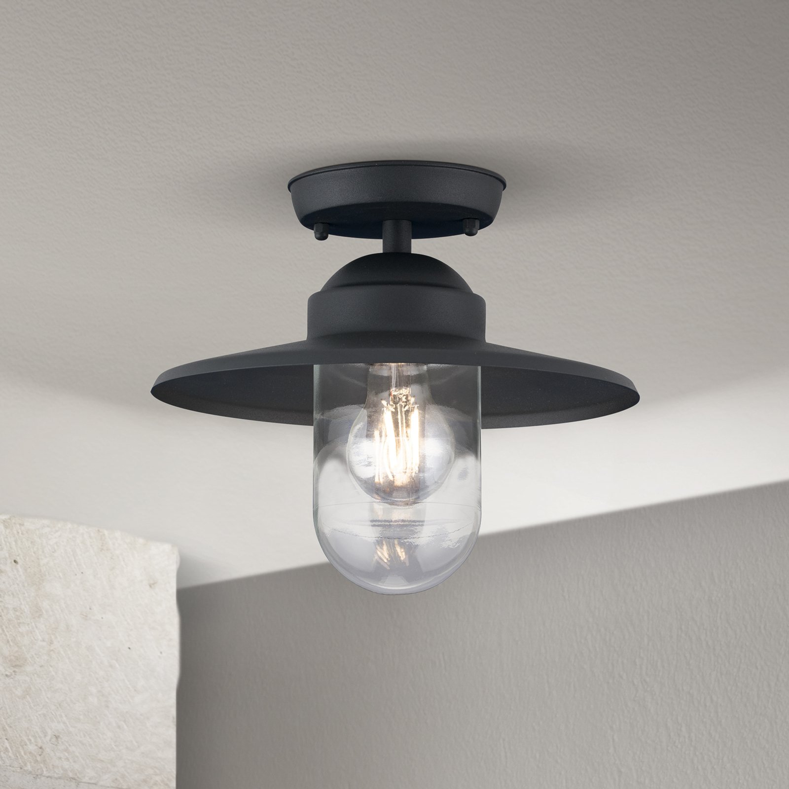 Edward outdoor ceiling lamp, anthracite, Ø 27.5 cm, aluminium