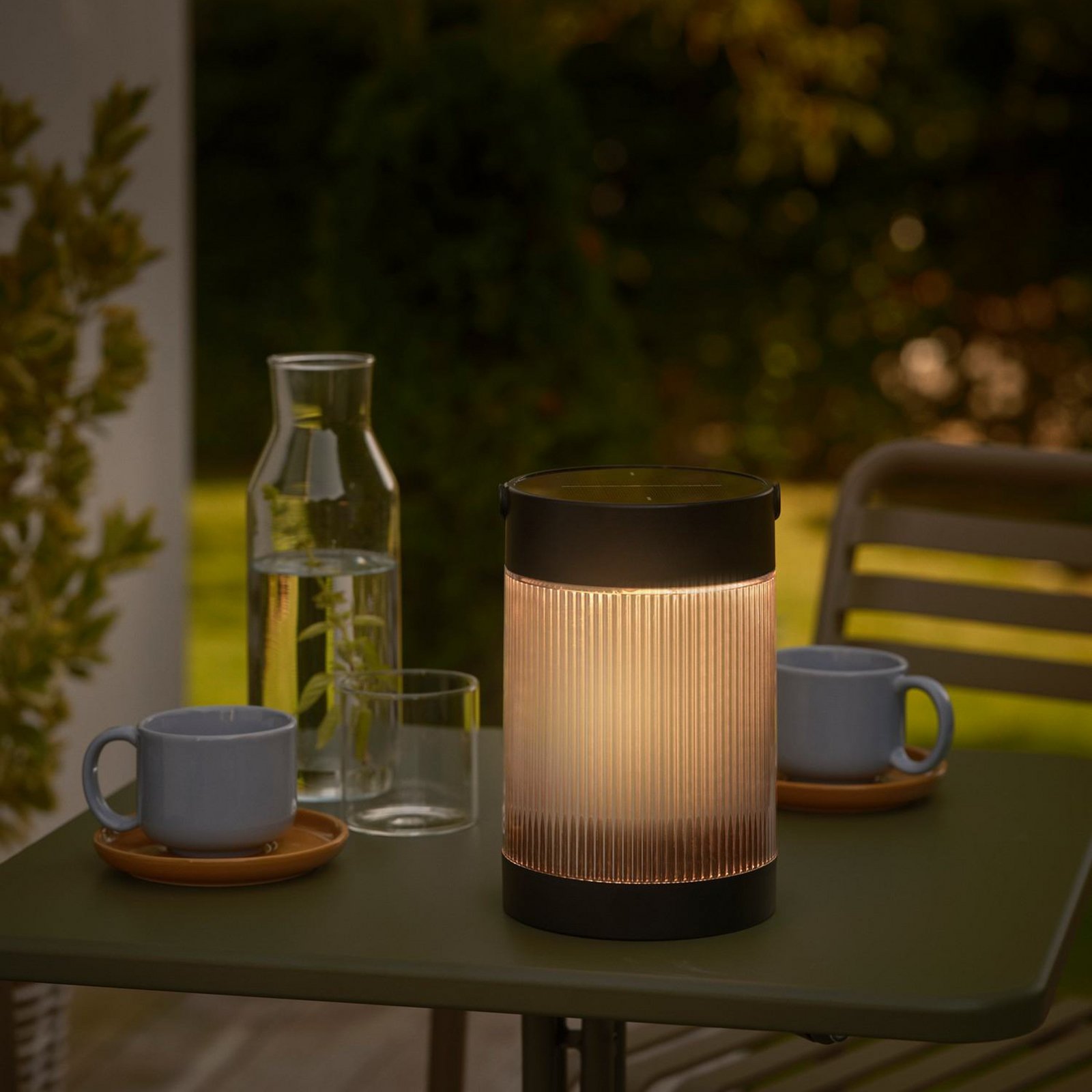 Coupar solar table lamp, black, plastic, IP44