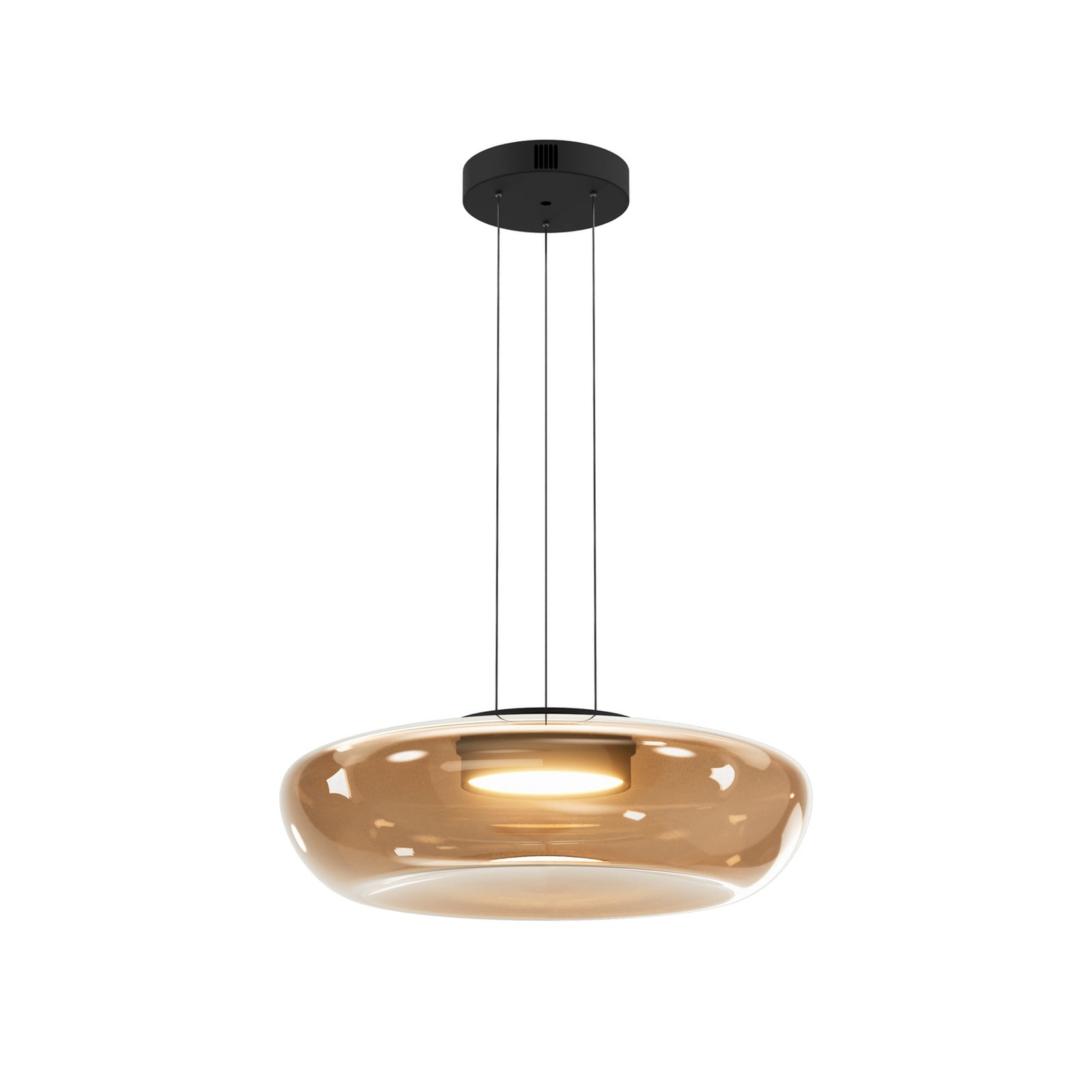 LED viseća svjetiljka Bassa, maslinasto zelena, Ø 45 cm, staklo, prigušiva