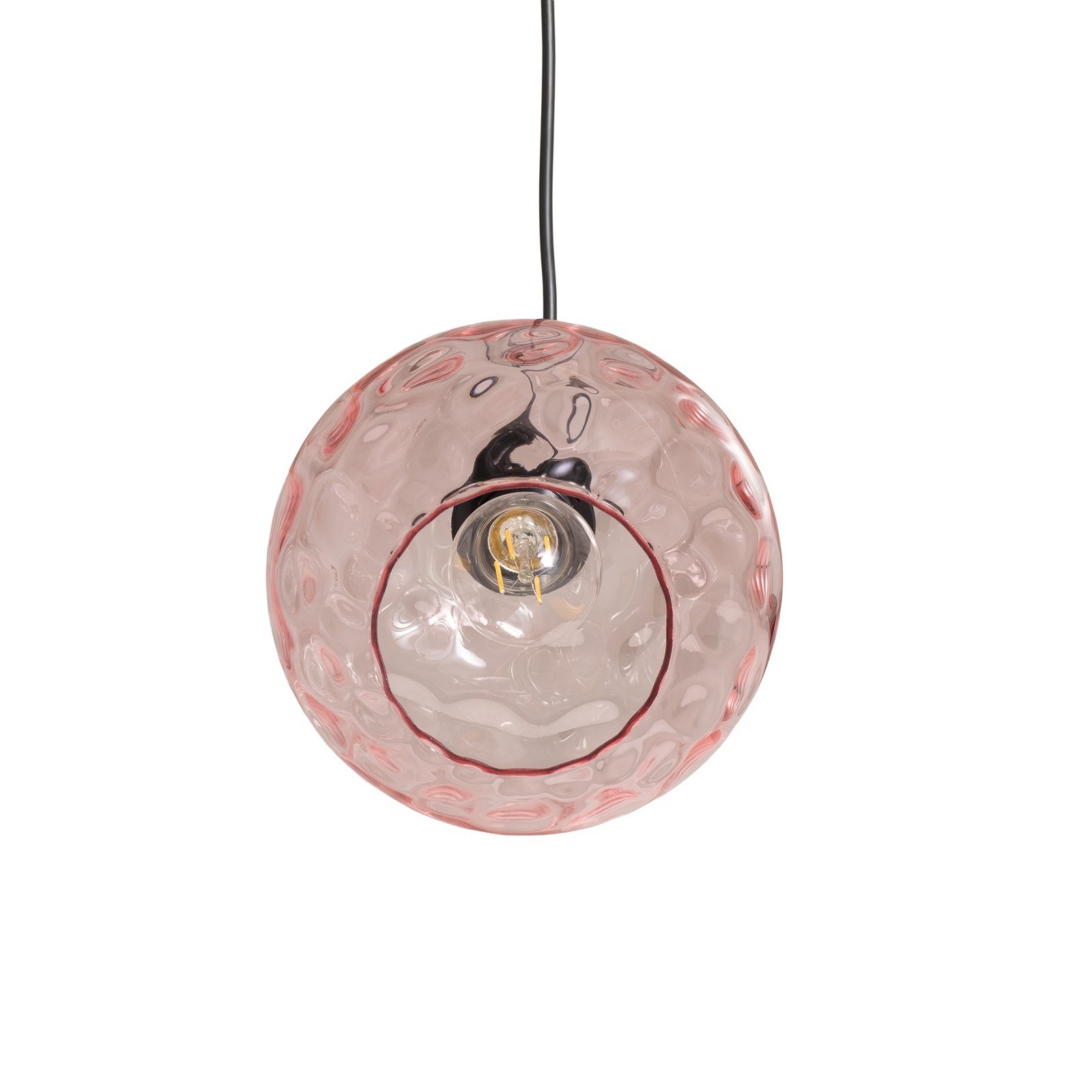 Benek pendant light, pink, glass, Ø 20 cm, E27