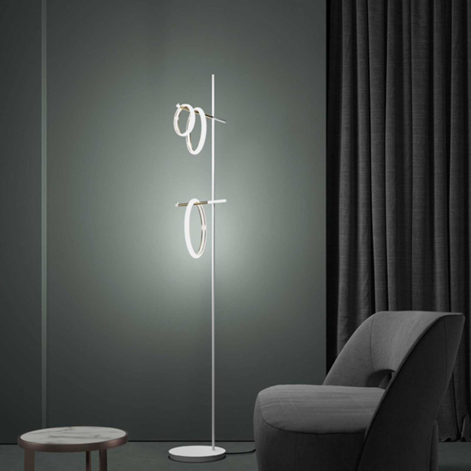 Ulaop LED floor lamp, three rings