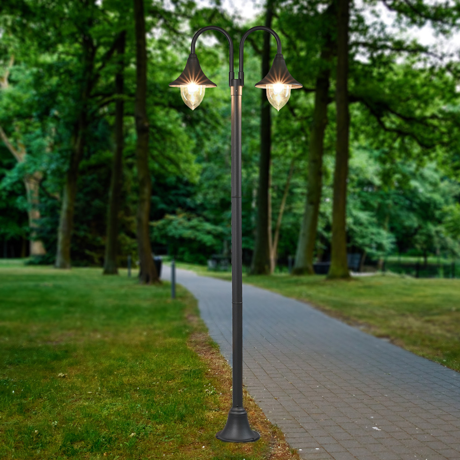 Madea two-bulb post light | Lights.co.uk