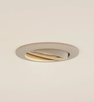Prios plafond inbouwlamp Fibur, beige, aluminium, Ø 8,2 cm