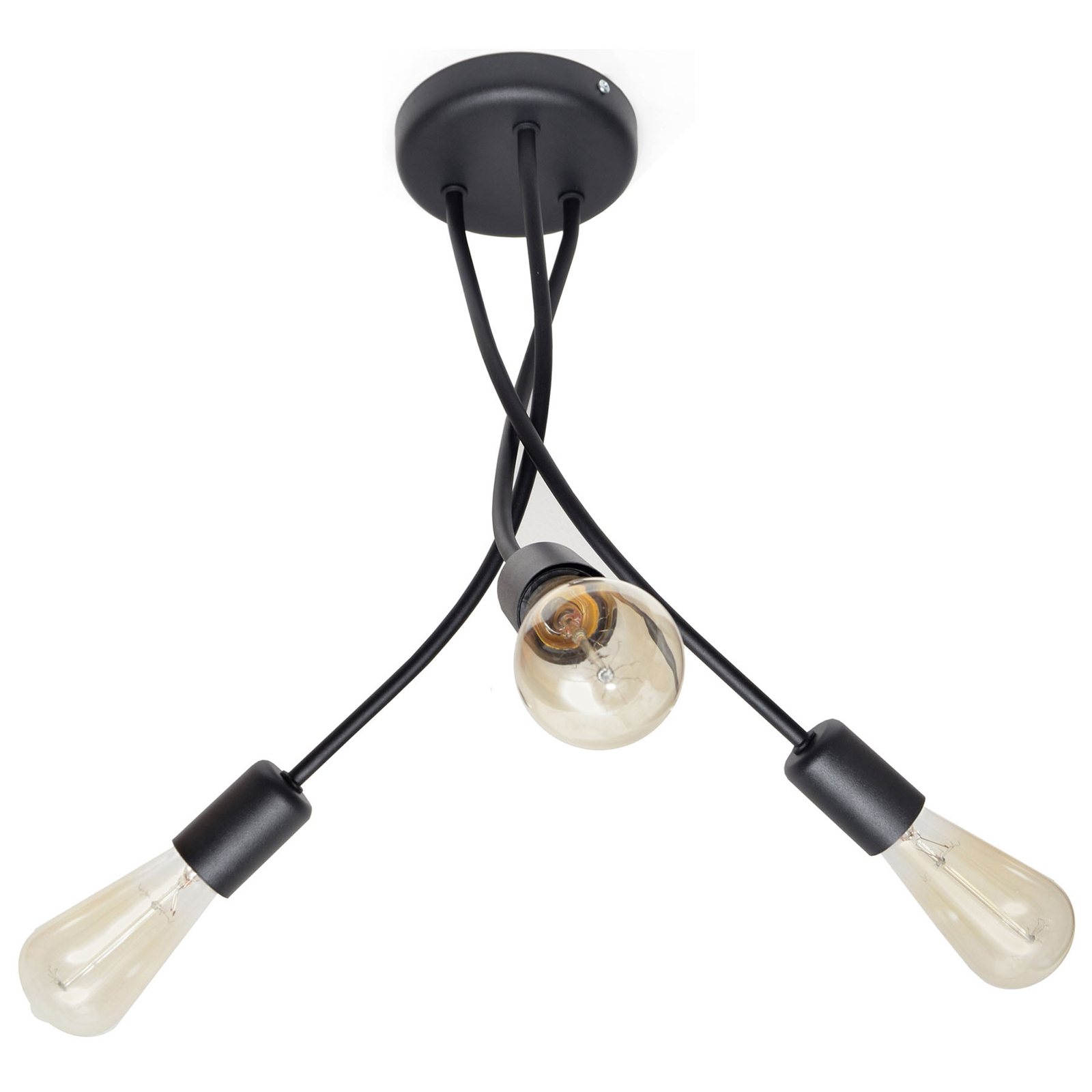 HELam Harvard ceiling lamp three-bulb black, for Living / Dining Room, iron, E27, 60 W, energy efficiency: A++, H: 43 cm