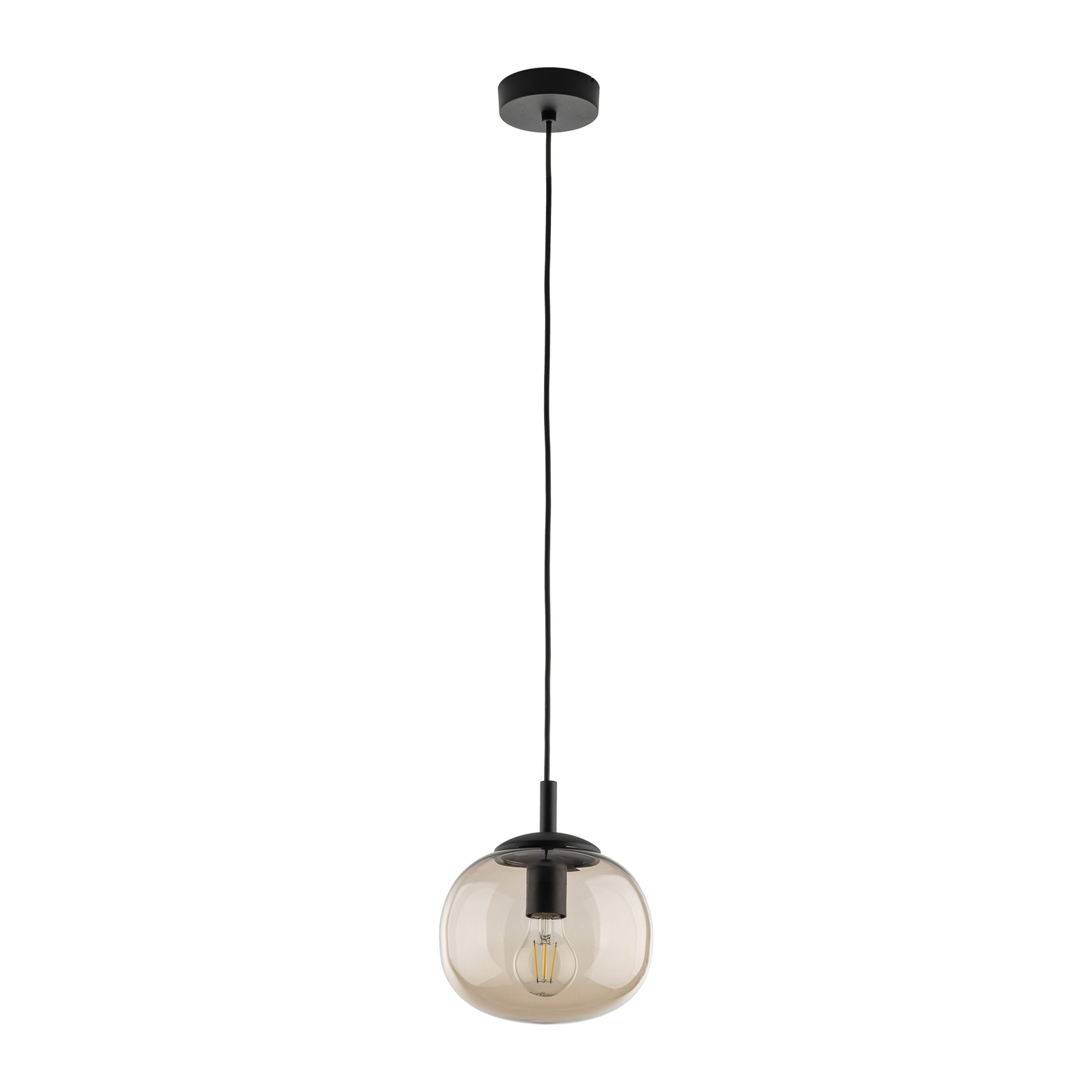 Vibe hanglamp, bruin-transparant glas, Ø 20 cm