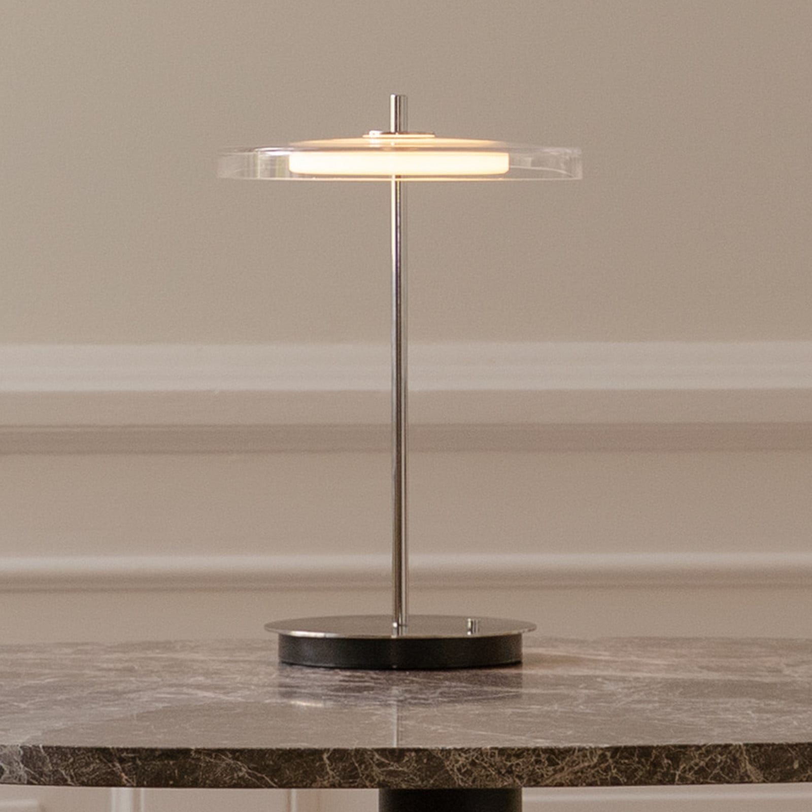 Asteria MOVE LED-akkulampe stål poleret glas/metal UMAGE - Stue - Design - Med skærm billede