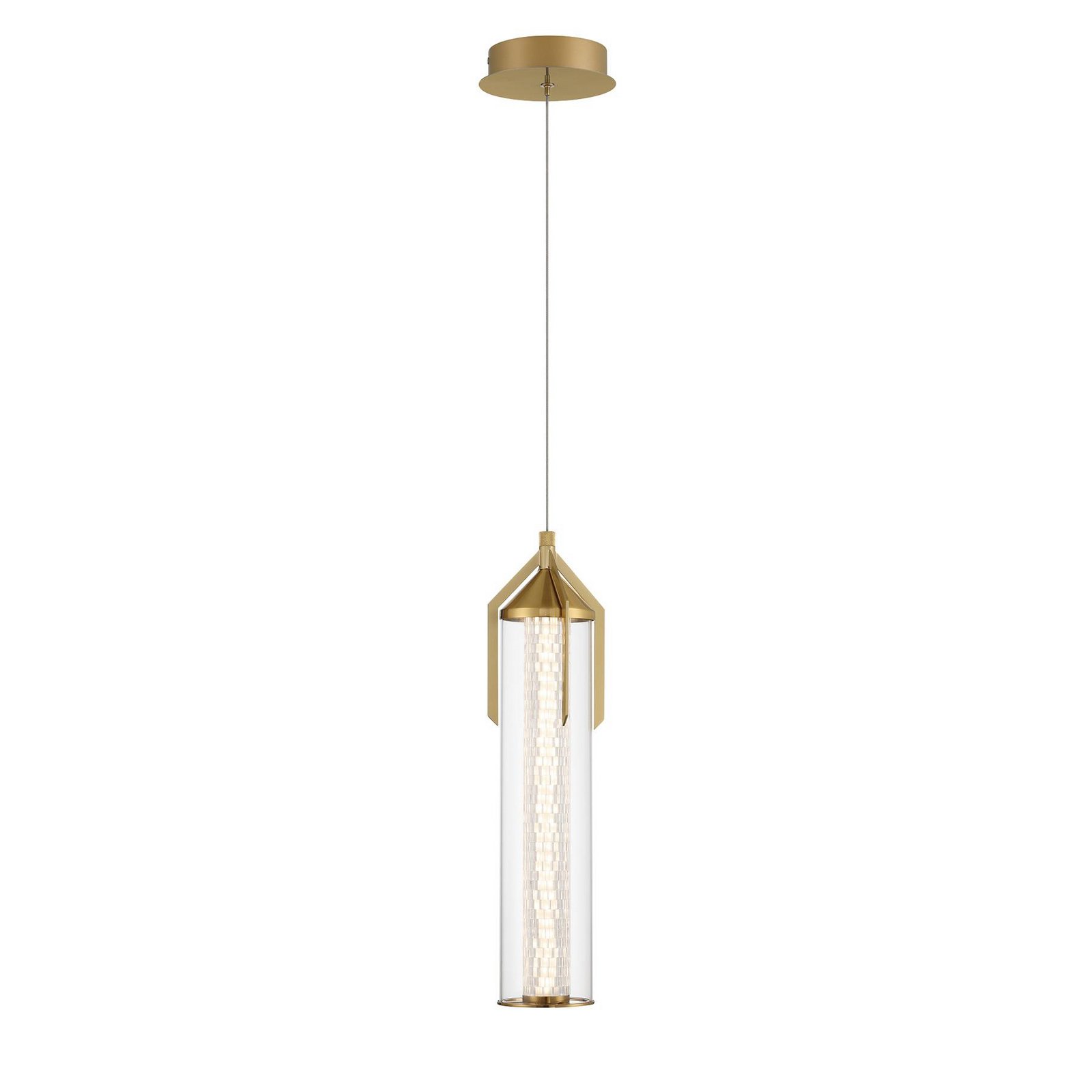 ESPADA LED pendant light, brushed gold, Ø 15 cm metal/glass