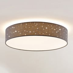 Stropné svietidlo Lindby LED Ellamina, Ø 60 cm, antracit, textil