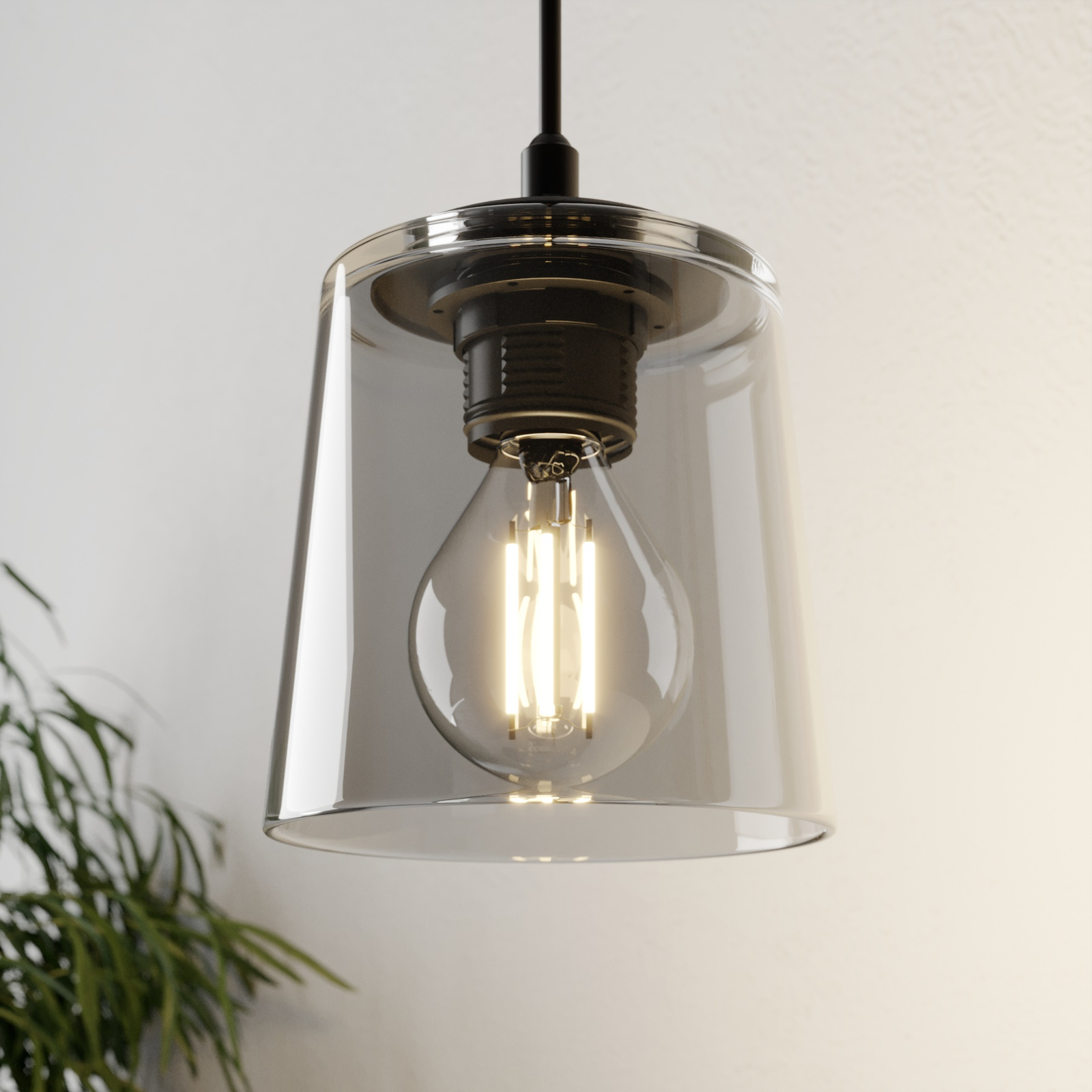 Lucea hanging light 1-bulb, smoky glass