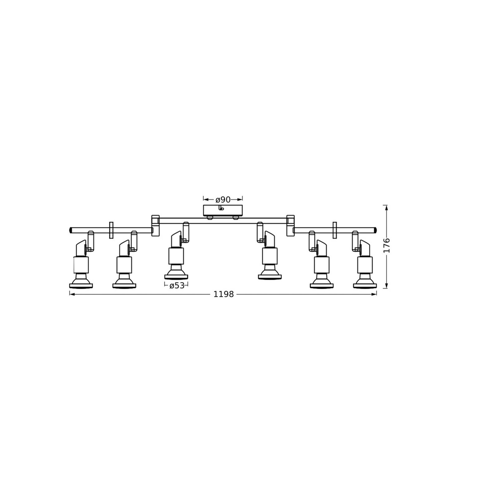 OSRAM Deckenstrahler, schwarz 6-flg. Metall GU10-LED 927 dim