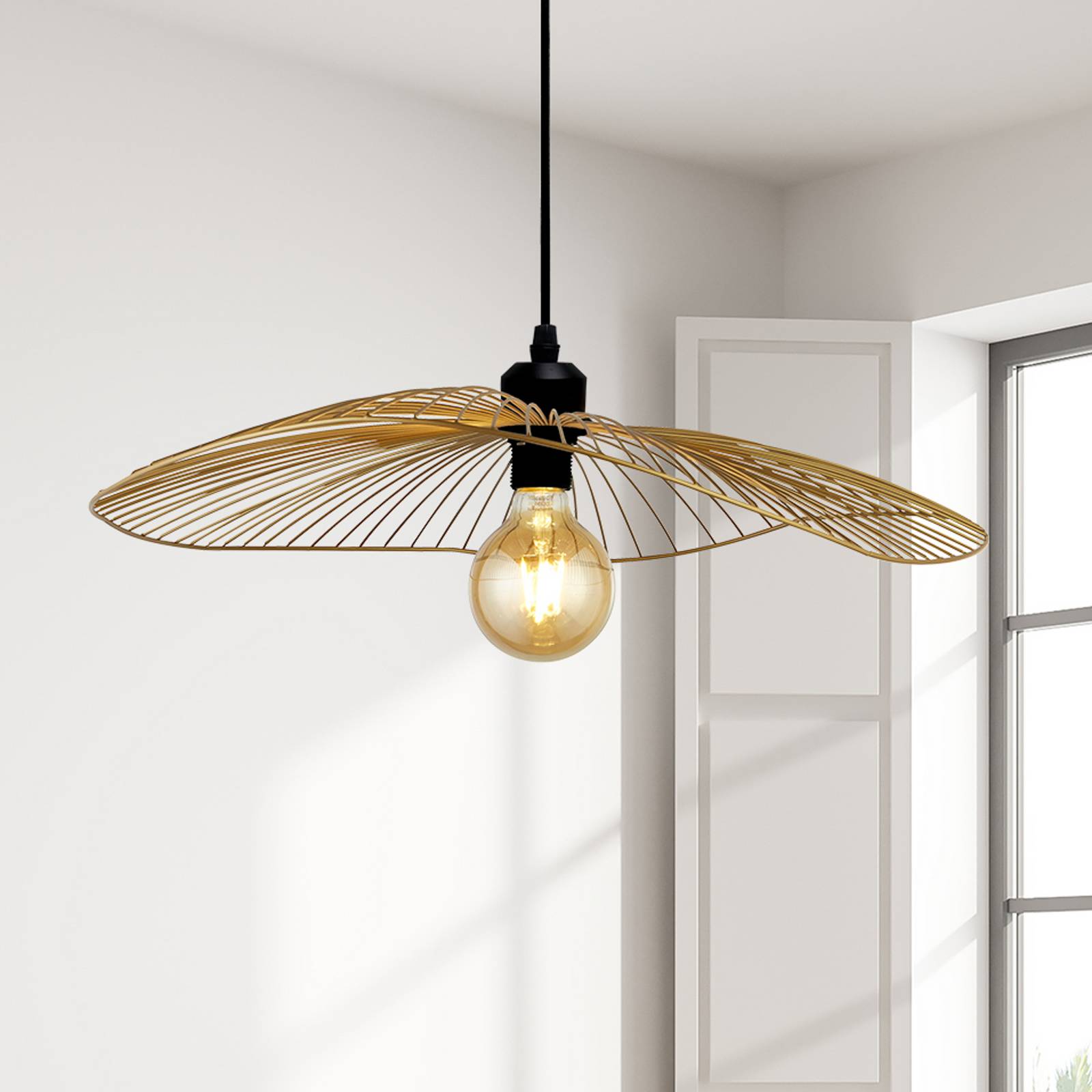 Searchlight Suspension Wave, noir/doré, Ø 51 cm, métal