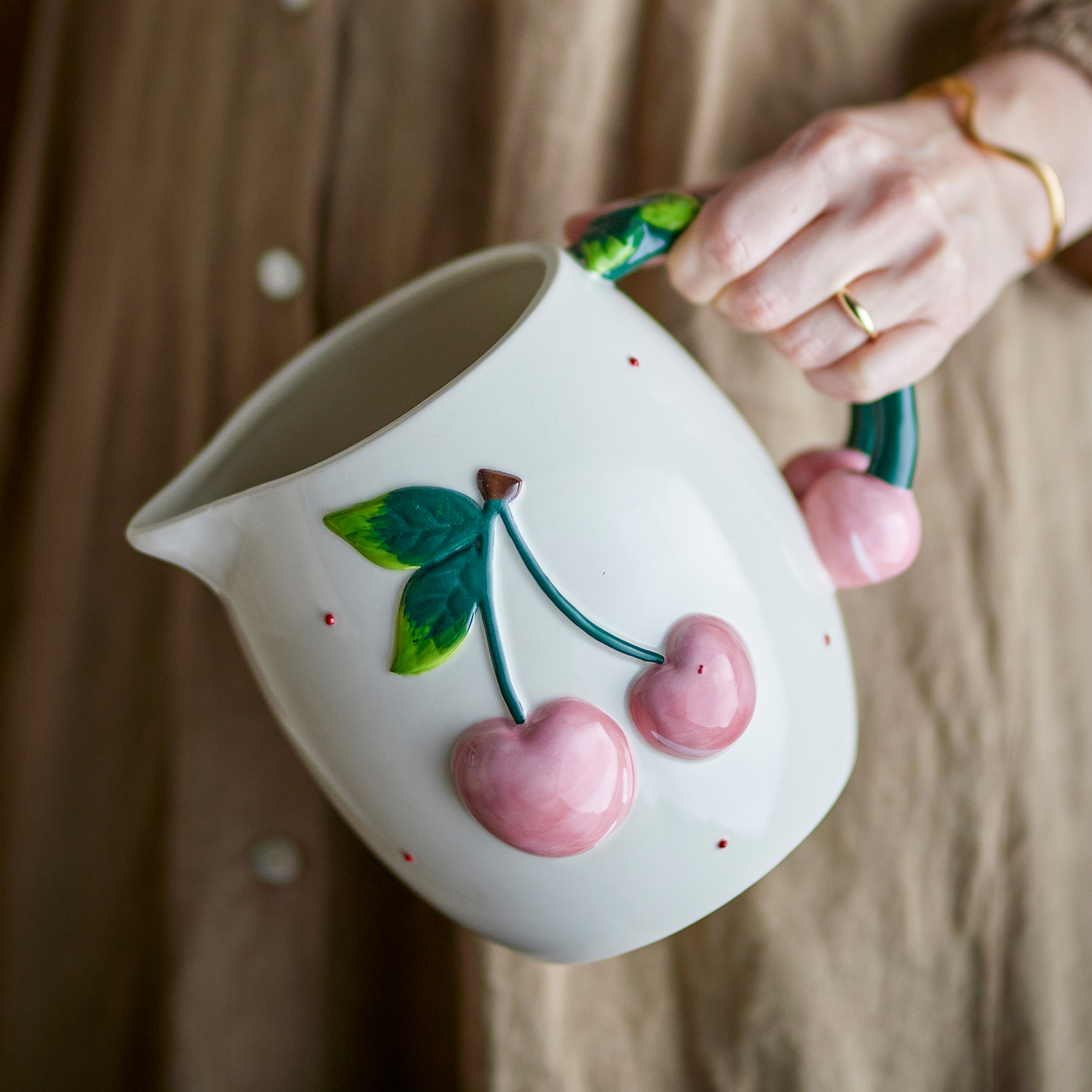 Pohár na ovocie, biely/ružový/zelený, 16 cm, keramika – Bloomingville