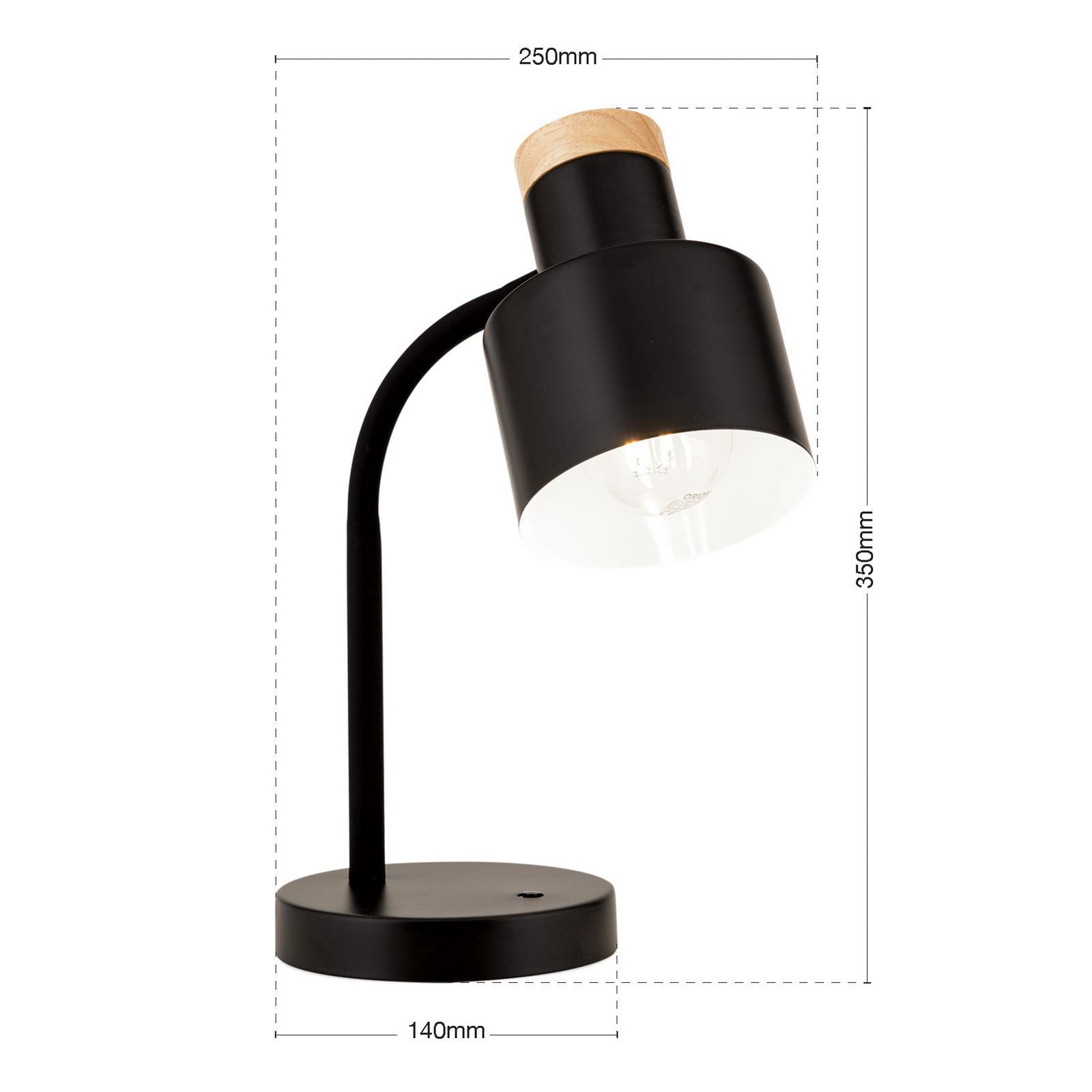 Gili table lamp, matt black, steel, height 35 cm, E27