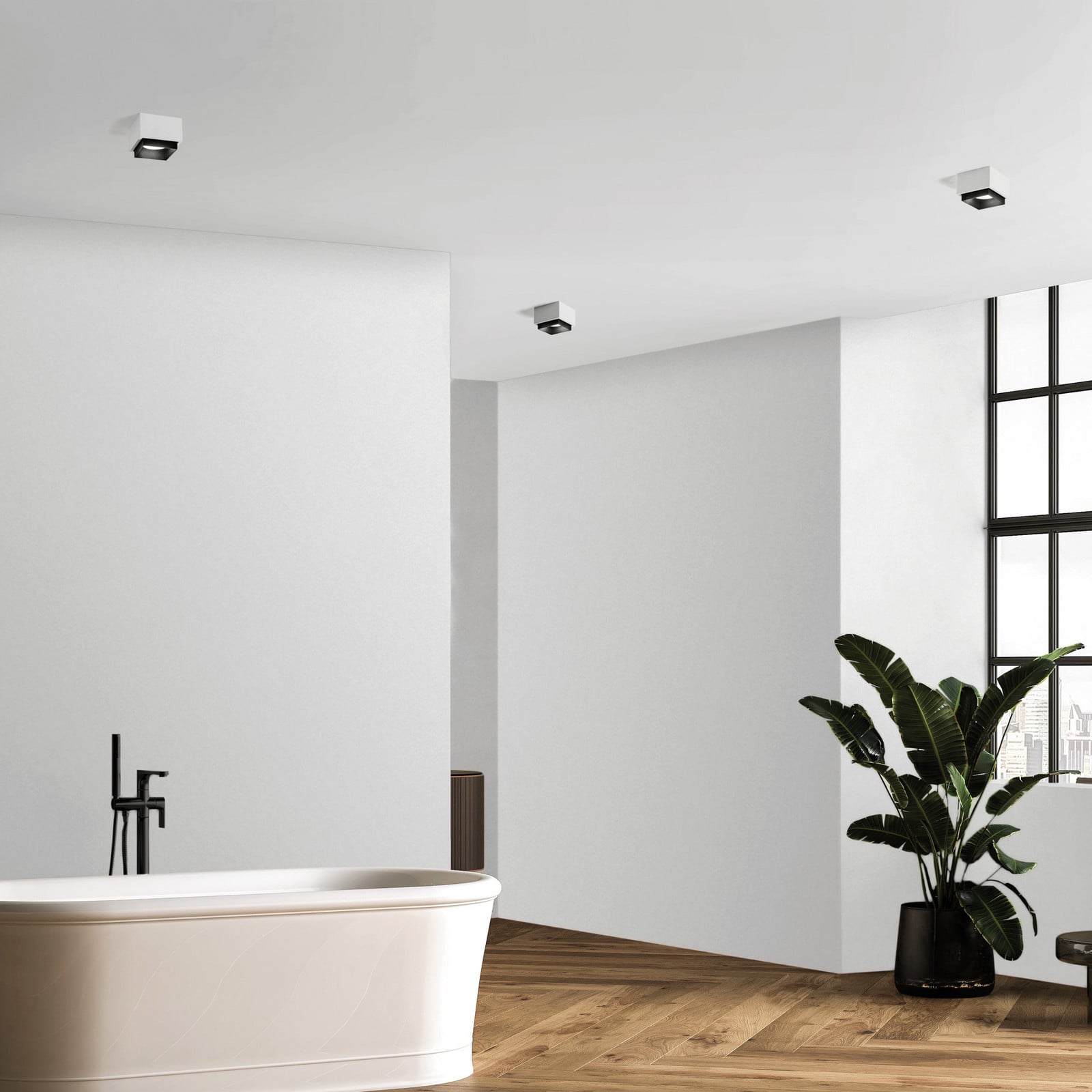 TECNICO by Sforzin Plafonieră Syme alb/negru unghiulară 11 cm gips GX53 - Camera de zi / sufragerie - modern - alb negru - Tencuială / Argilă