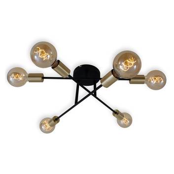 3868-065 Black Steel ceiling light, six-bulb