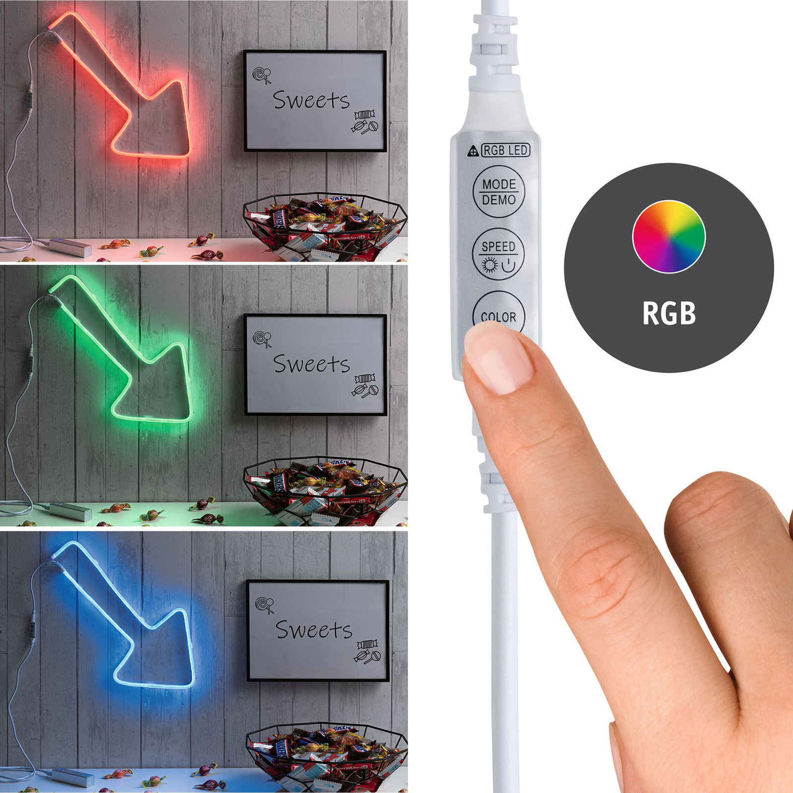 Paulmann Neon Colorflex tira LED, RGB, USB, 1 m