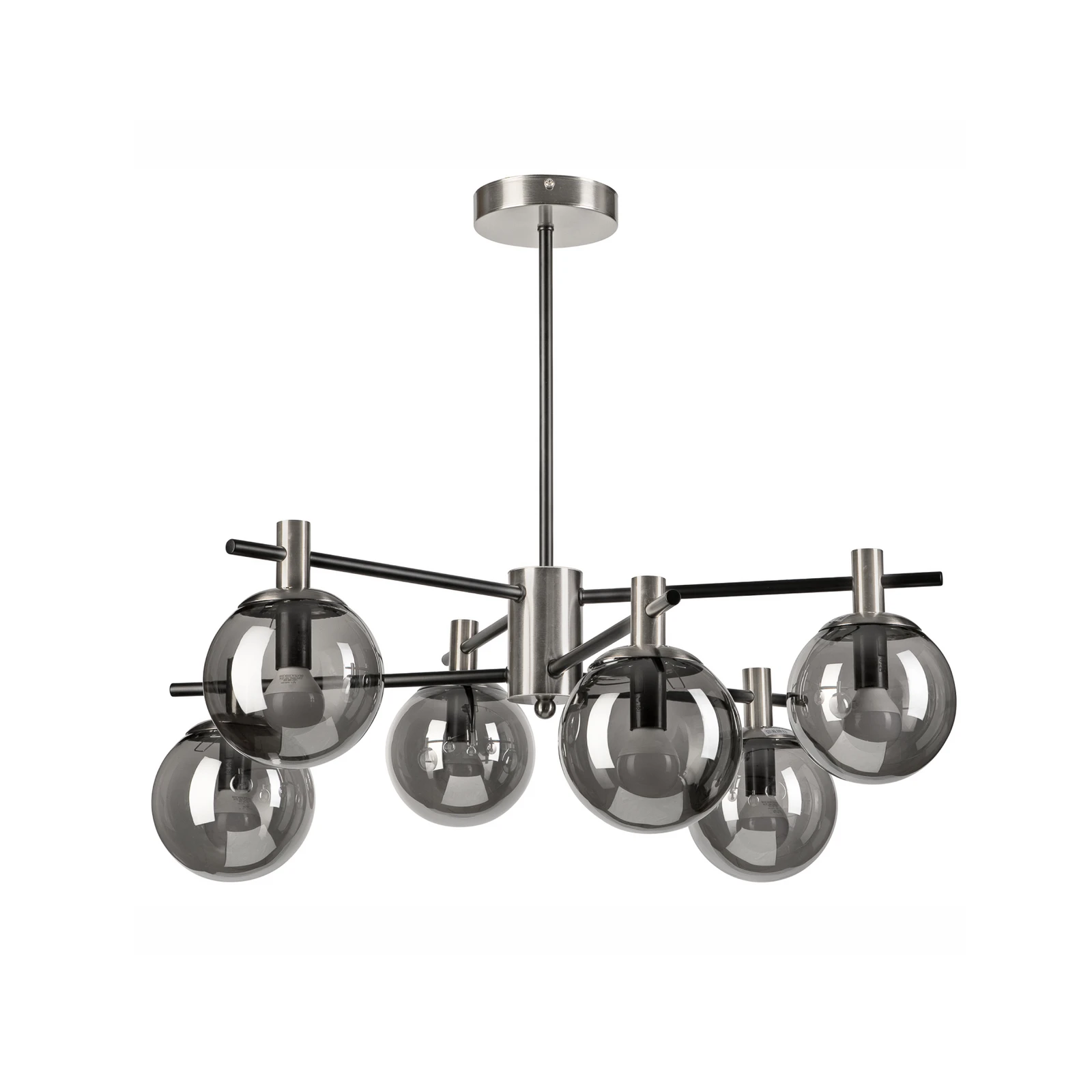Plafonieră Lilou, Ø 53cm, gri fumuriu, sticlă/metal, 6 becuri.