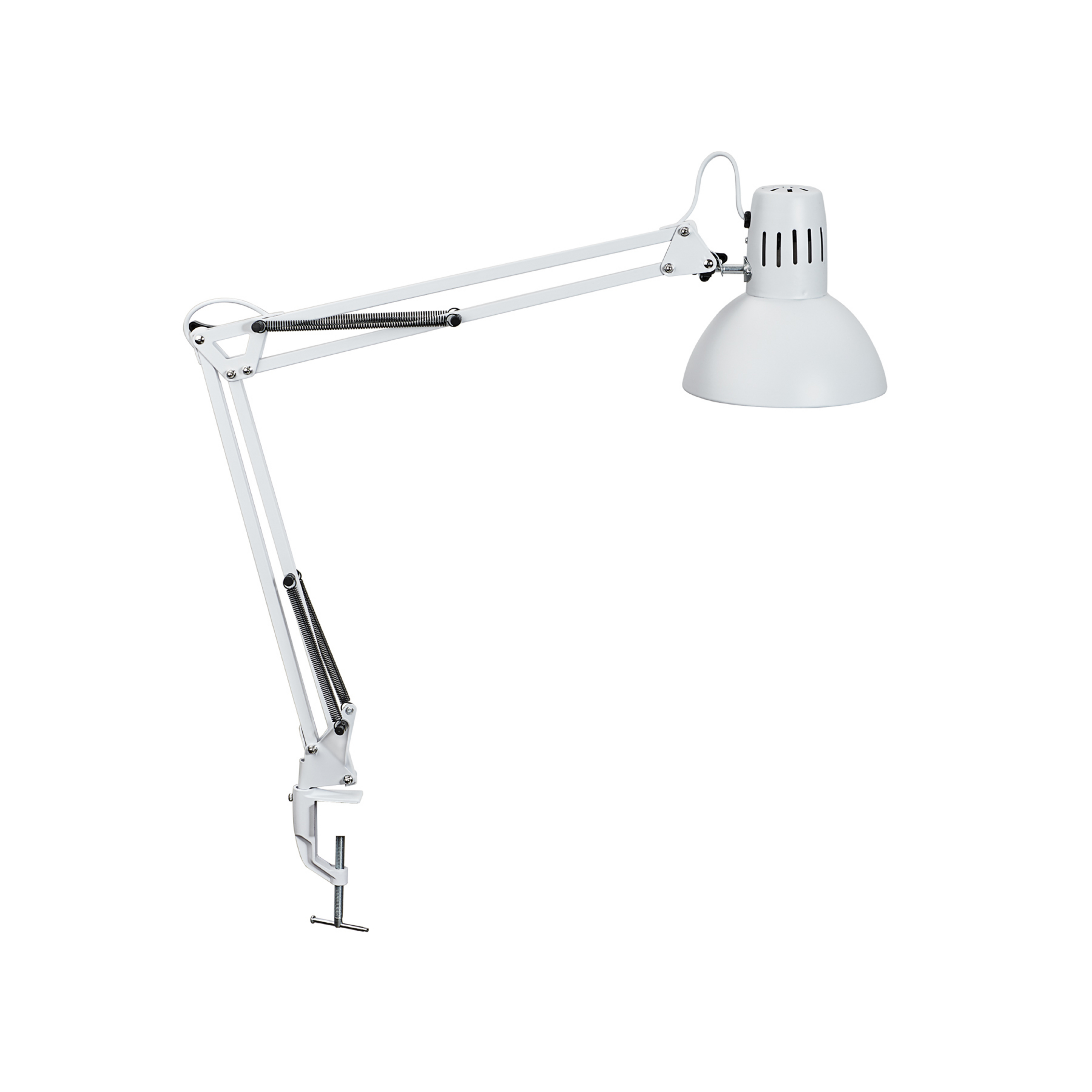 Lampe à pince LED MAULstudy, blanche, acier, hauteur 44 cm, E27